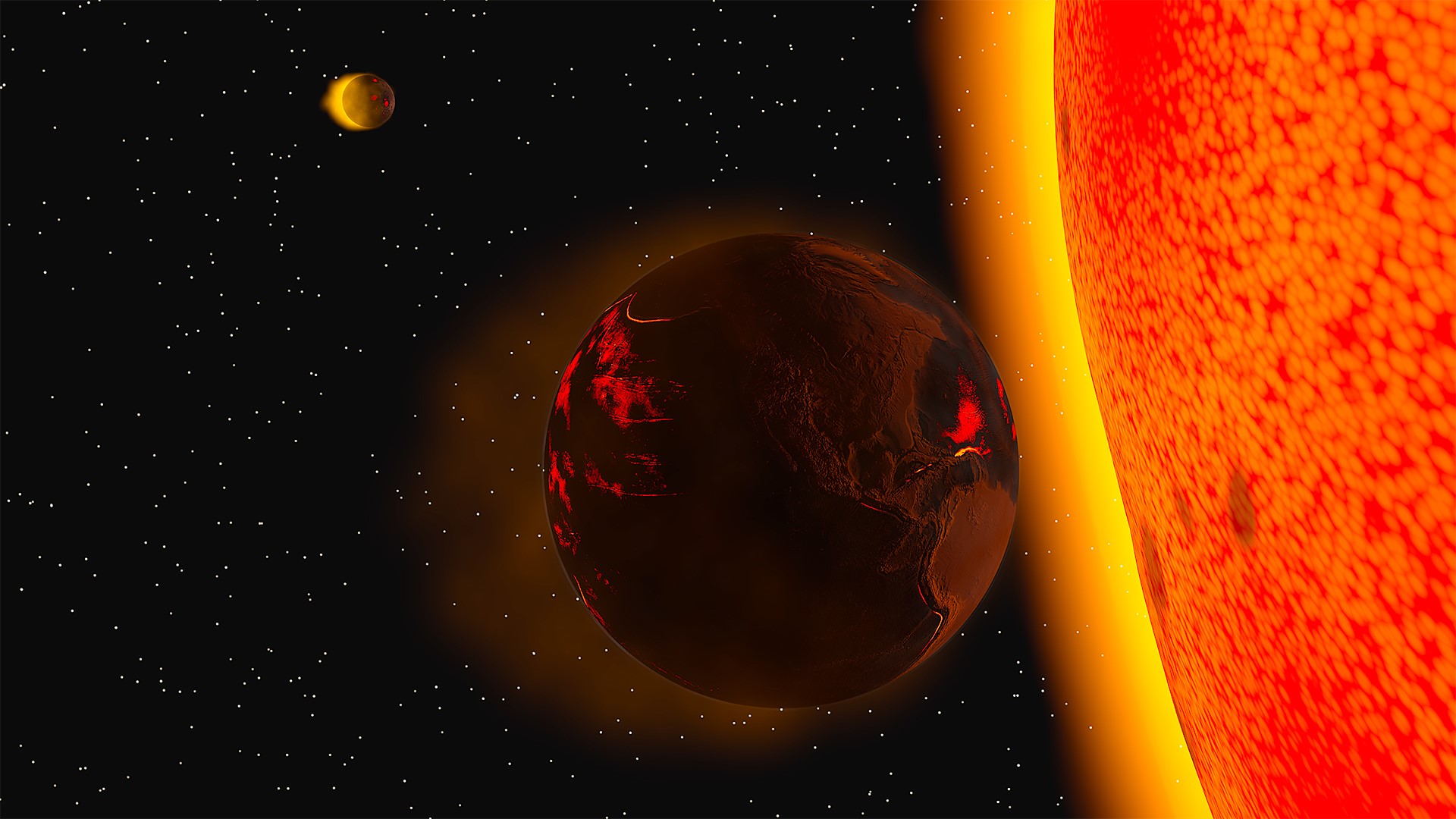Earth, Moon, and Sun in space HD Wallpaper