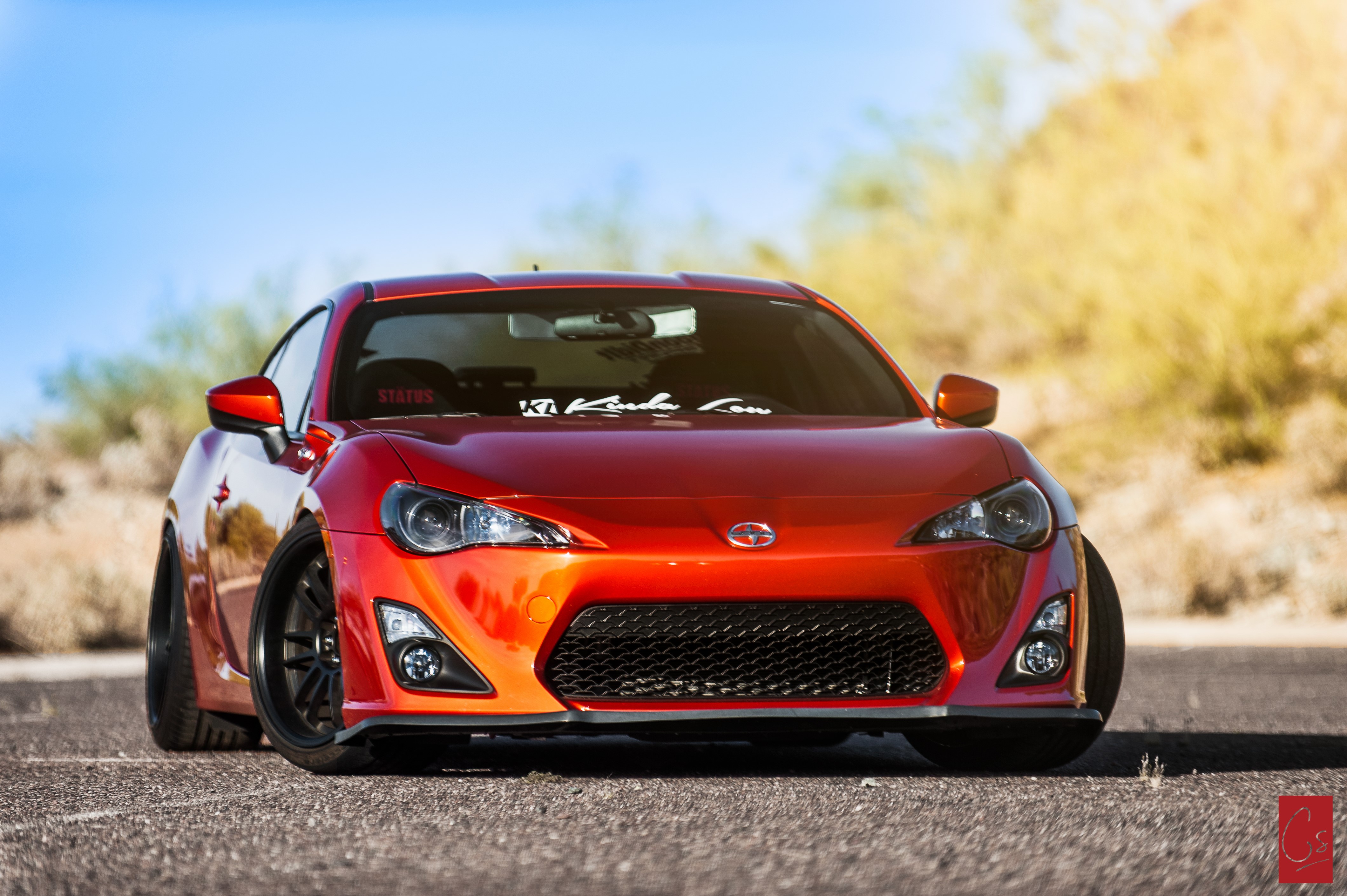 4K Red Scion FR-S Tuning Front View HD Wallpaper