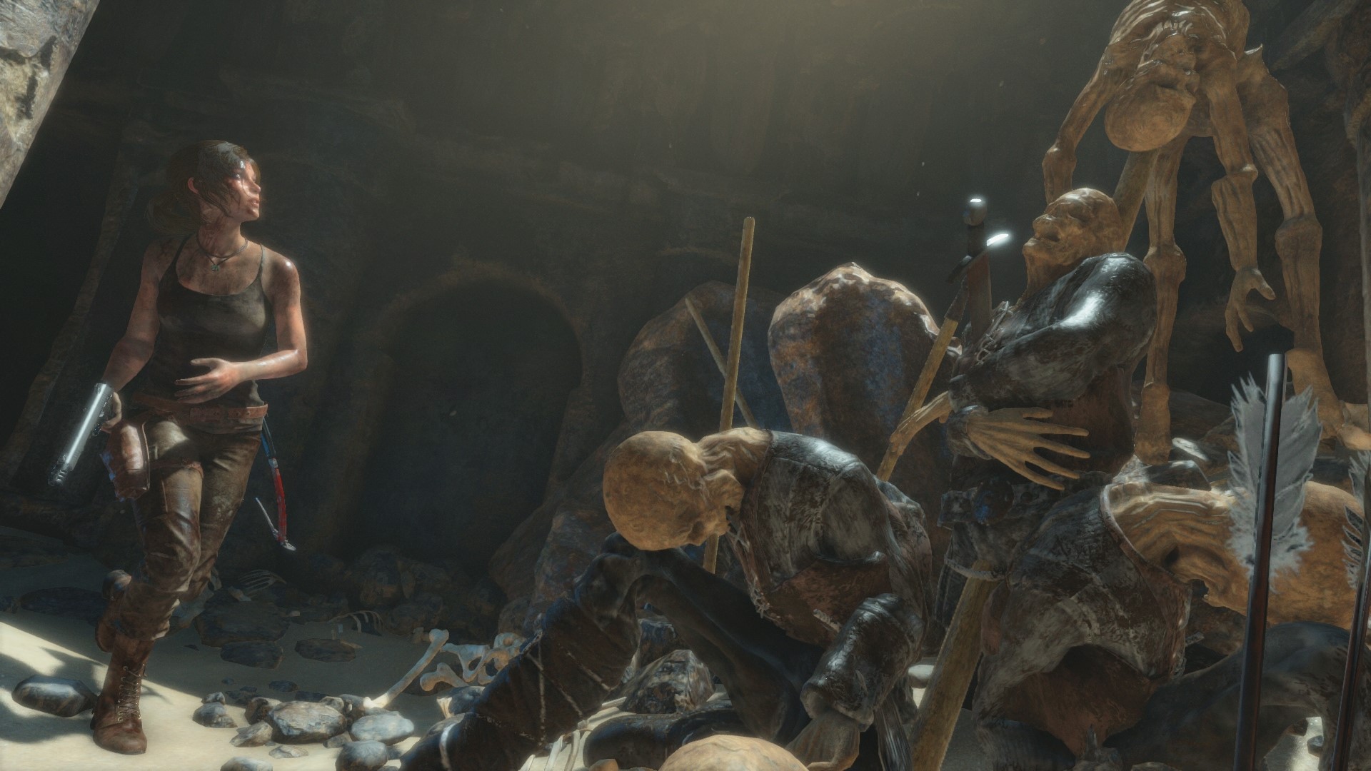 Lara Croft from Rise of the Tomb Raider with Skeletons HD Wallpaper