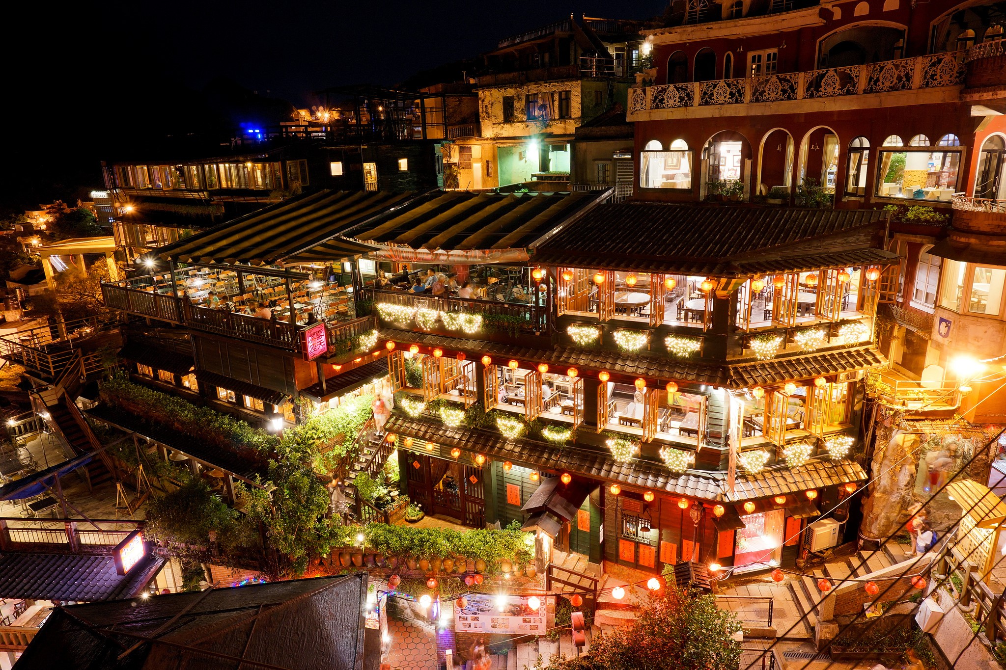 Jiufen Town Taiwan at Night HD Wallpaper