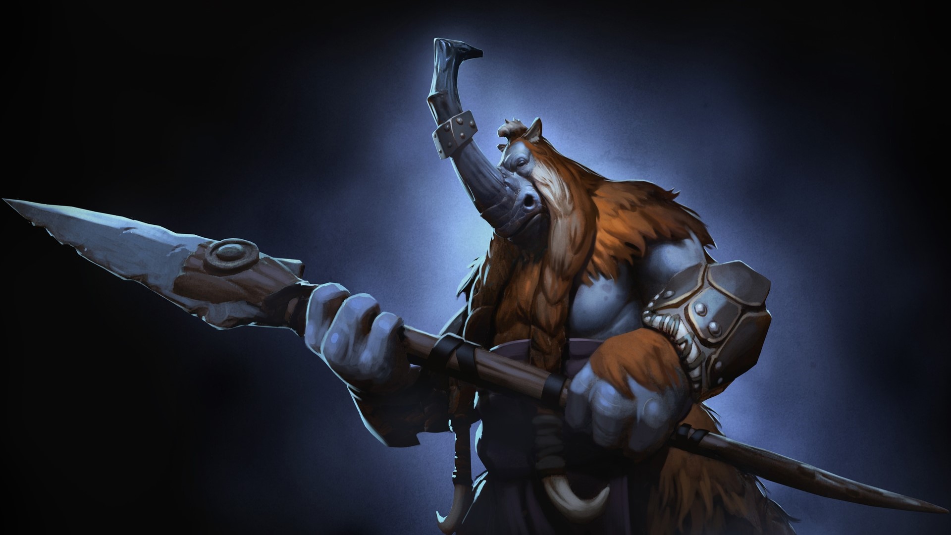 Magnus from DOTA 2 holding a spear HD Wallpaper