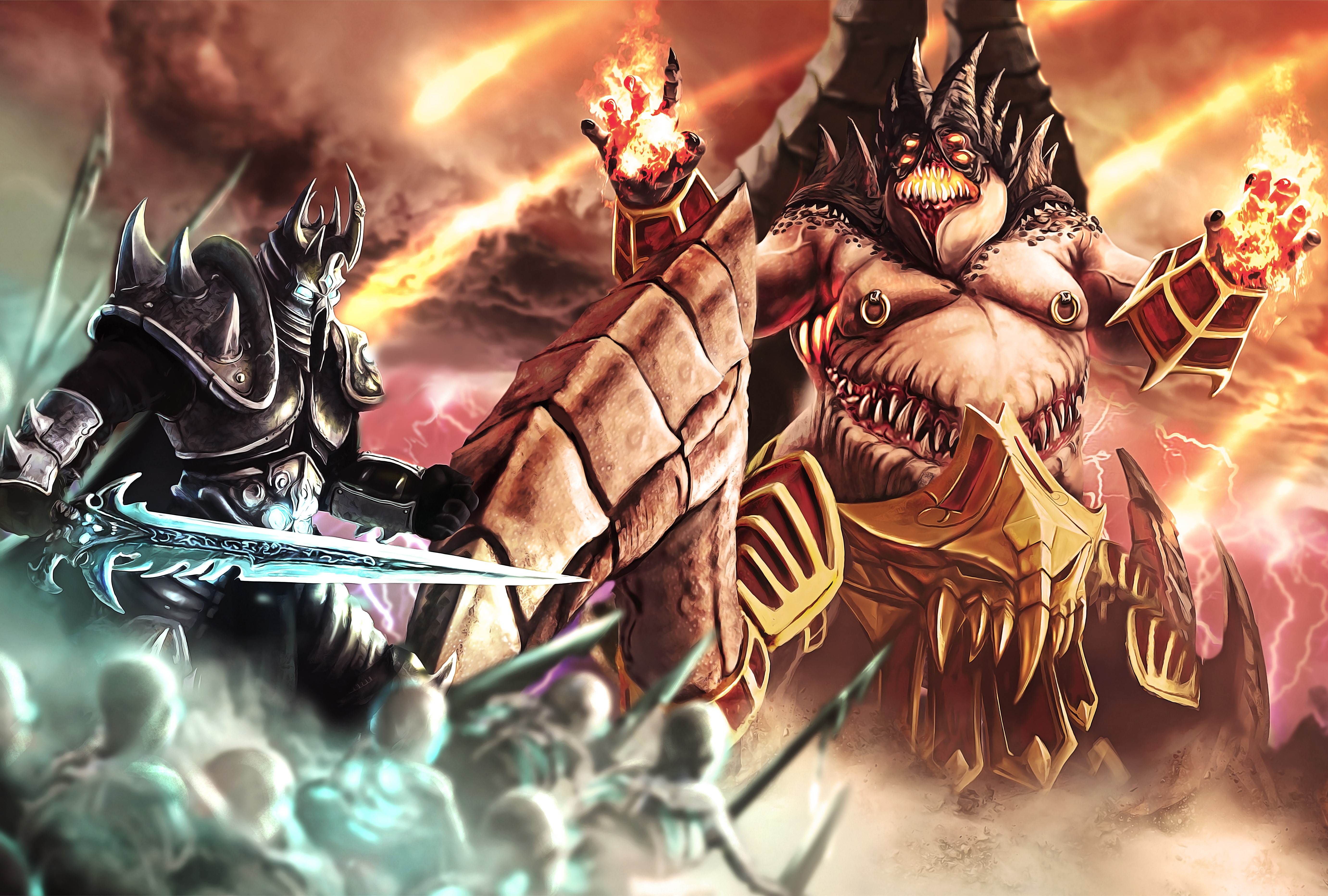 Warriors and Monsters with Magic and Swords HD Wallpaper