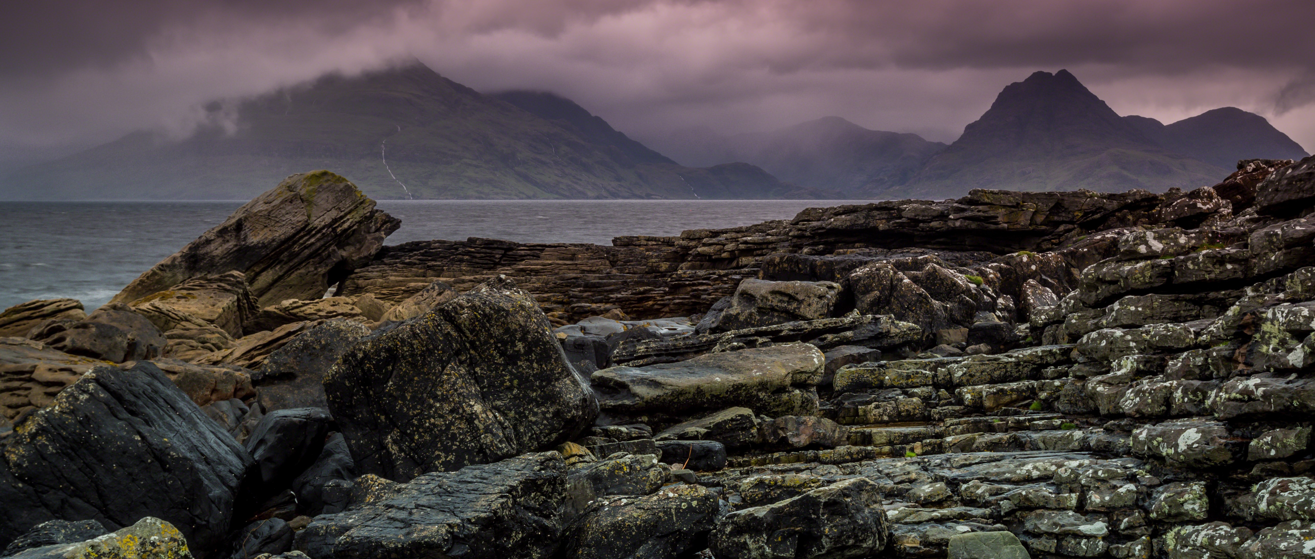 Rocks and Clouds at Elgol, Isle of Skye, Scotland HD Wallpaper