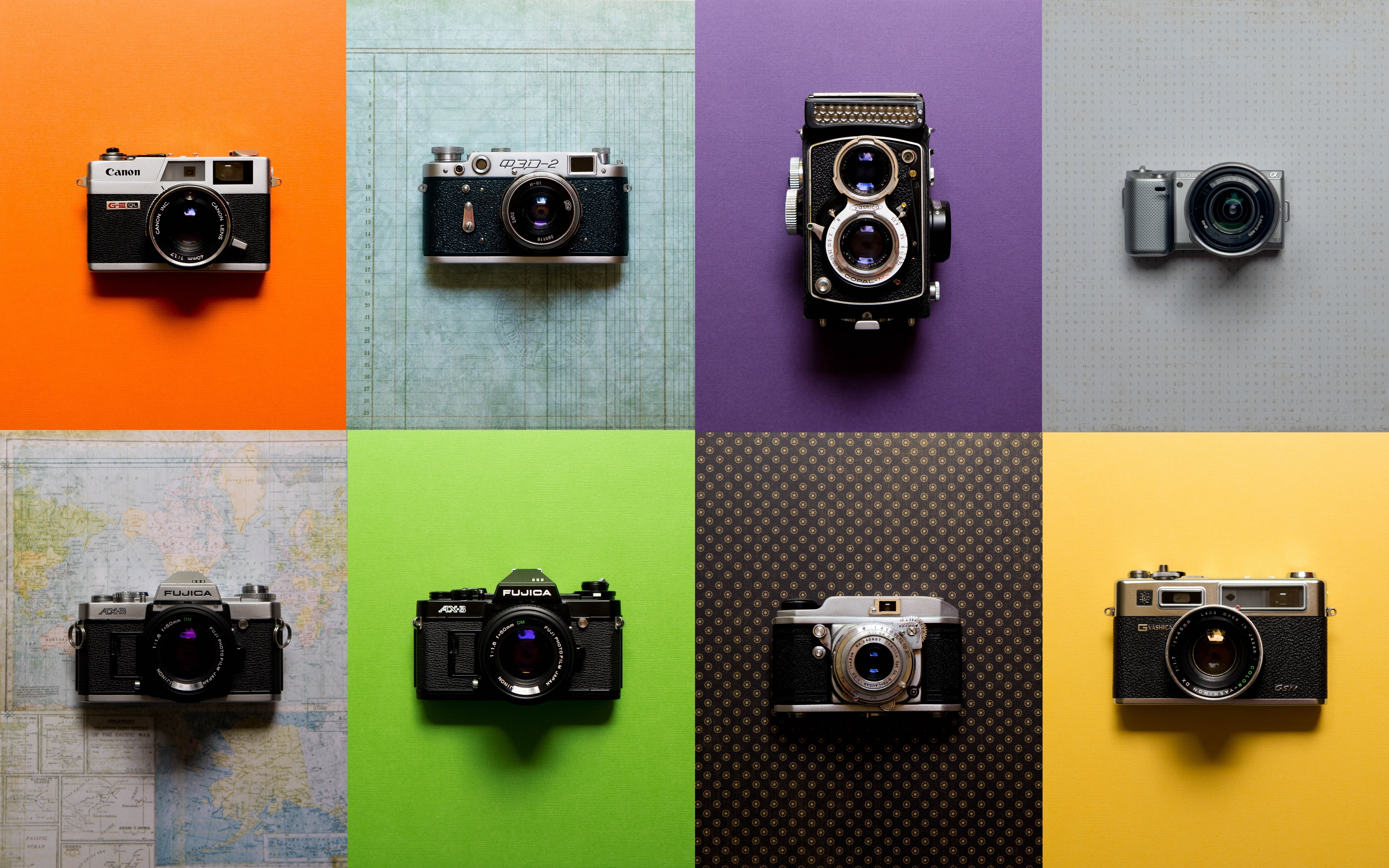 Collection of Retro Cameras HD Wallpaper