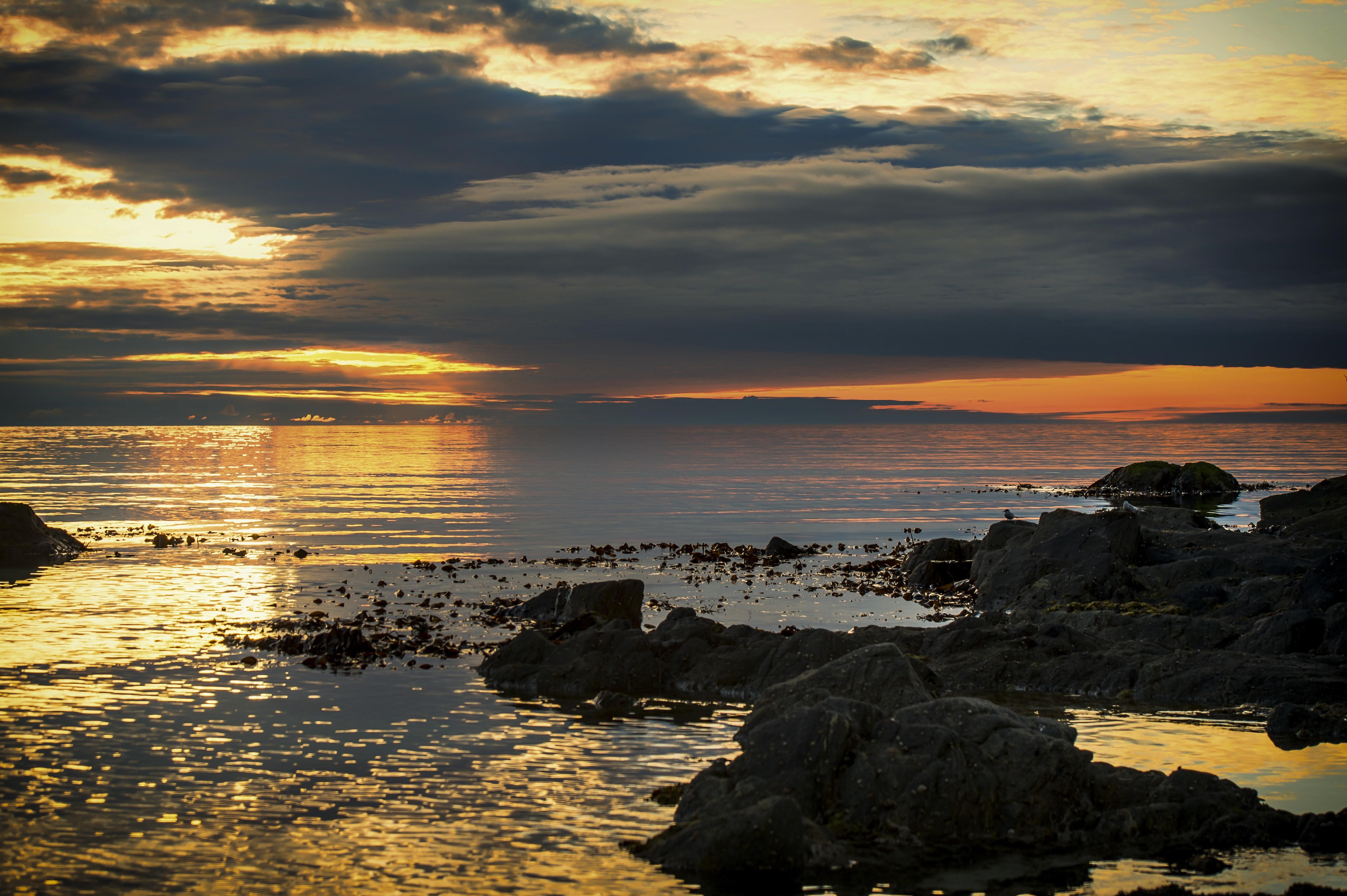 4K Coast Sea Clouds Sunset HD Wallpaper