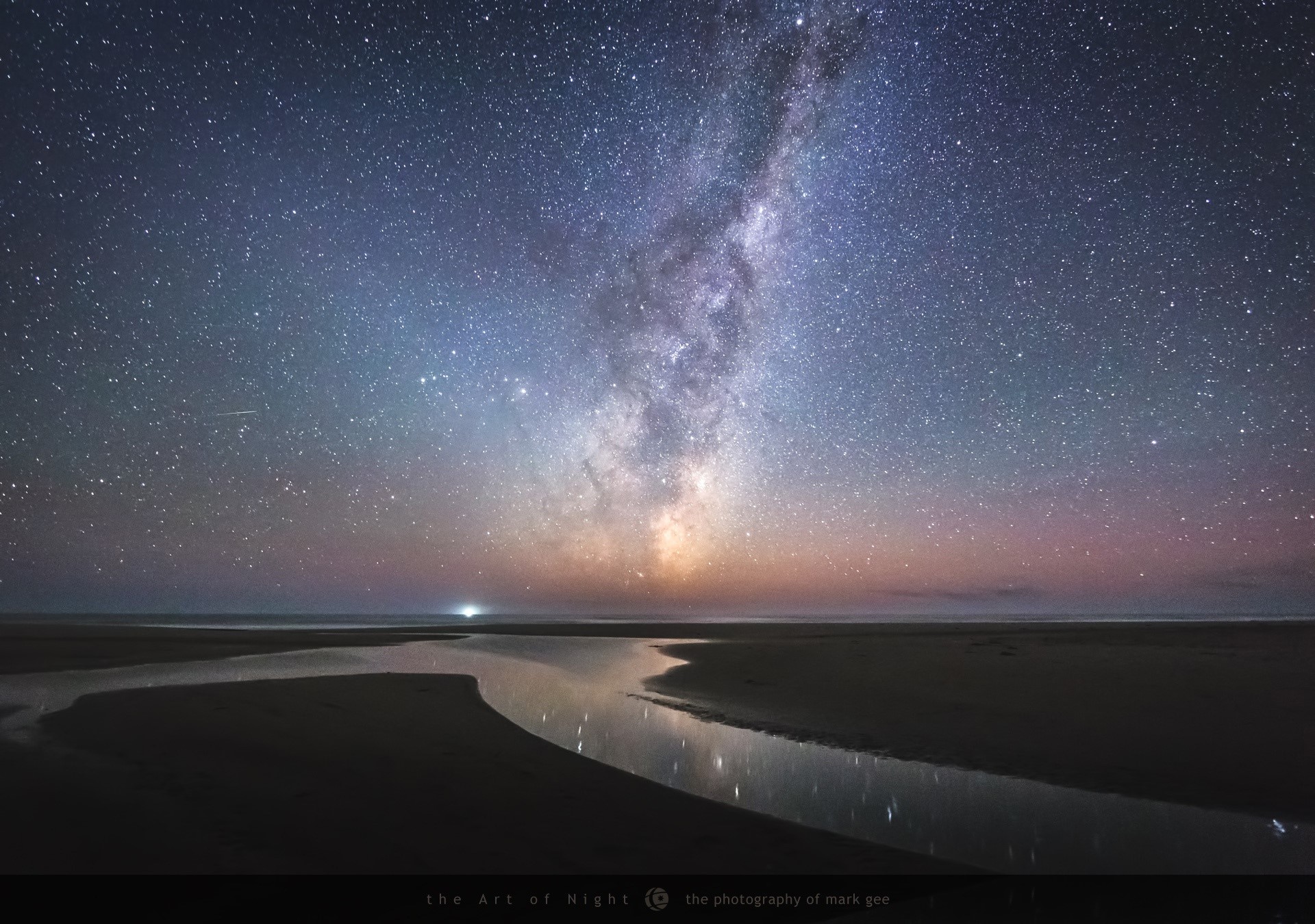 Milky Way over a coastal stream at night HD Wallpaper