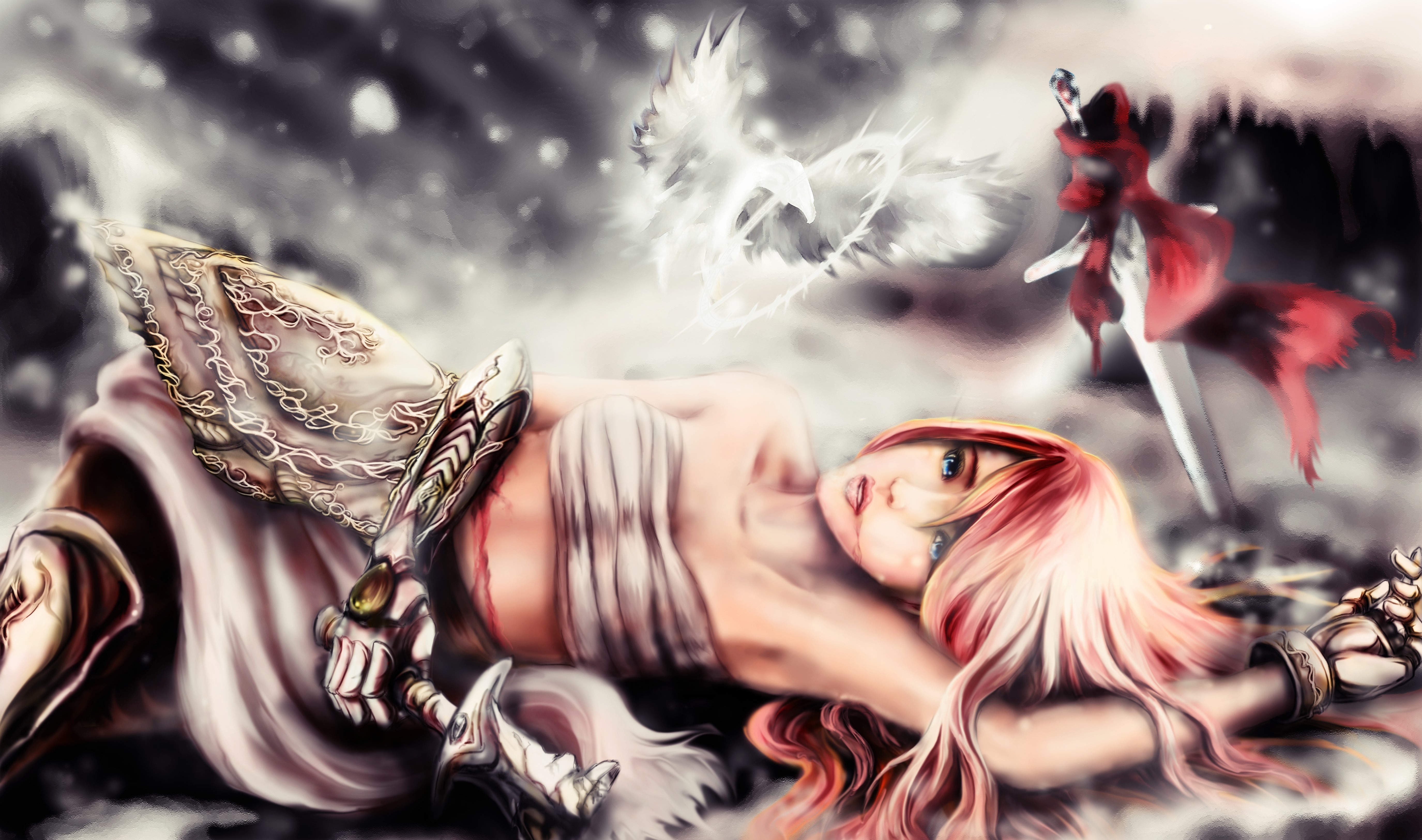 Lightning with Phoenix and Sword HD Wallpaper