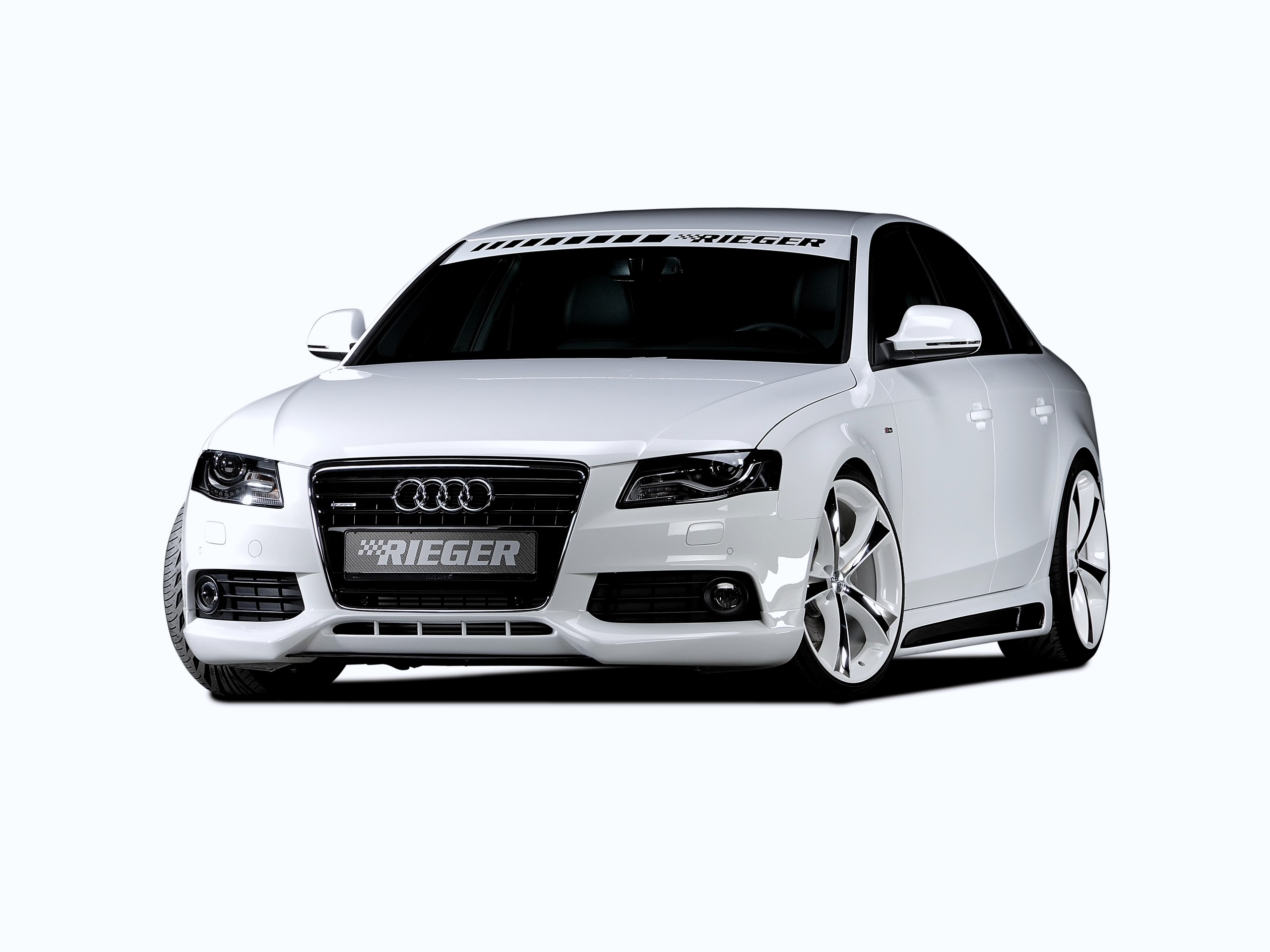White Rieger Audi A4 Sedan HD Wallpaper