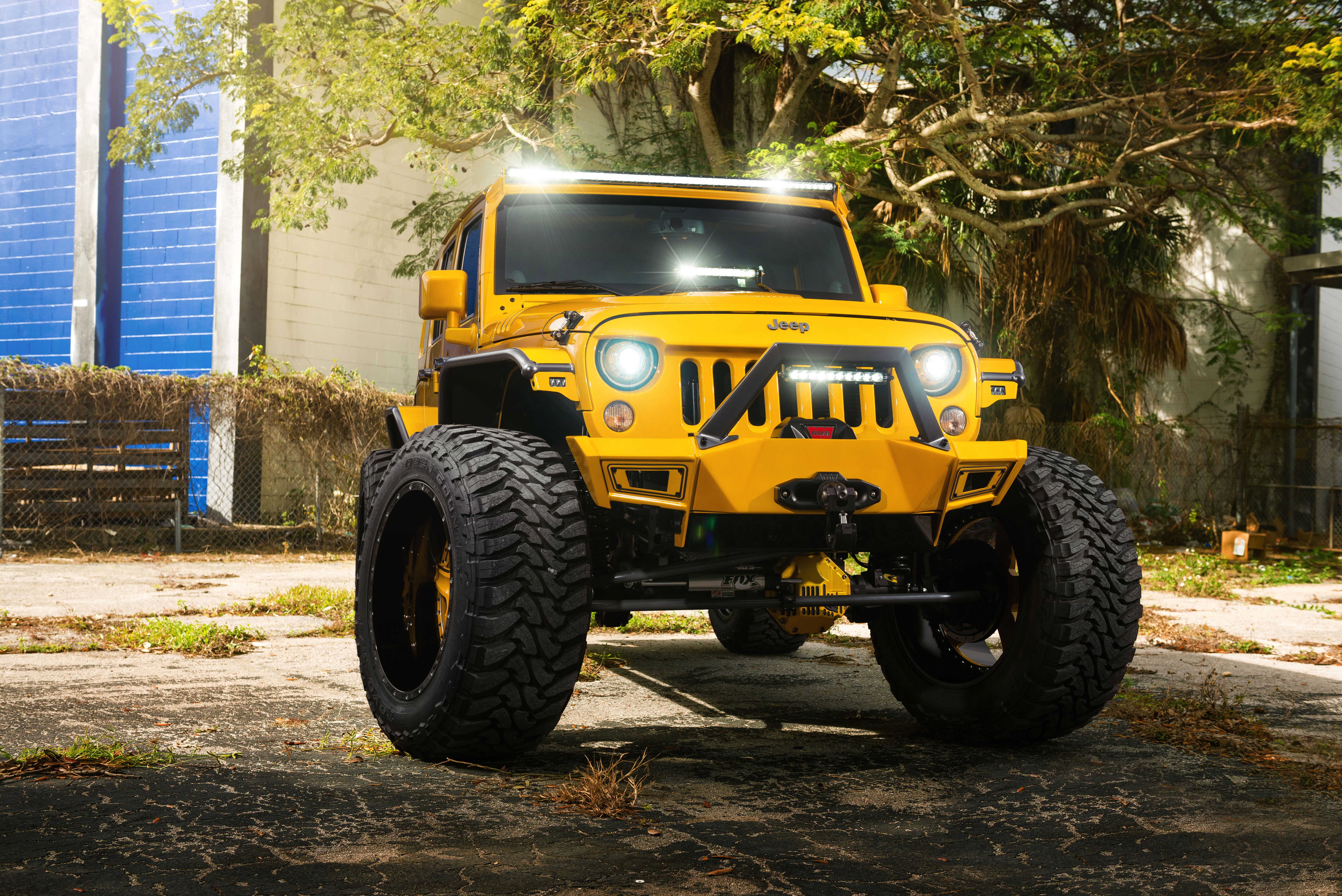 Yellow Jeep Wrangler HydraSports Custom Track Amani Forged HD Wallpaper