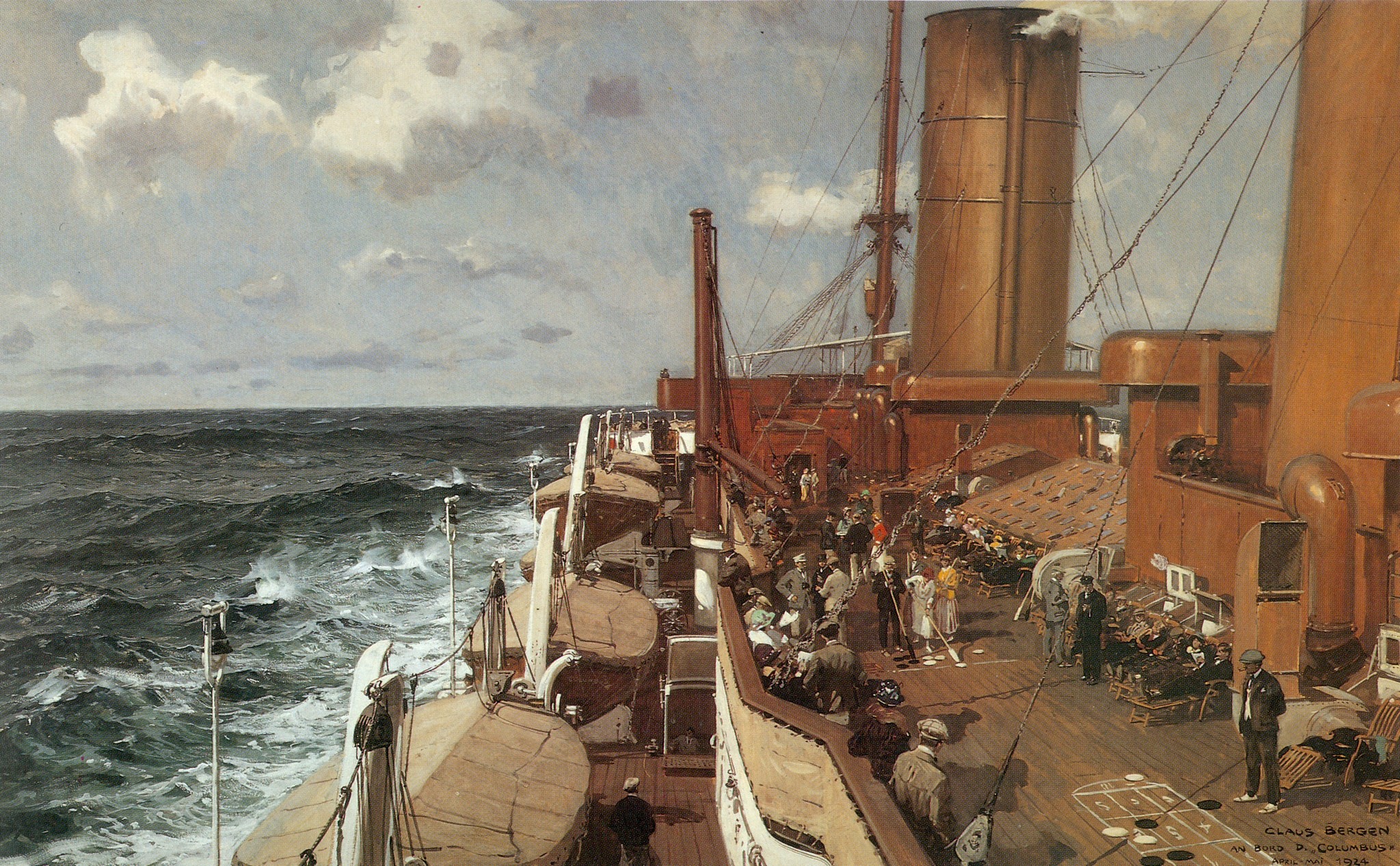 SS Columbus at Sea by Claus Bergen HD Wallpaper