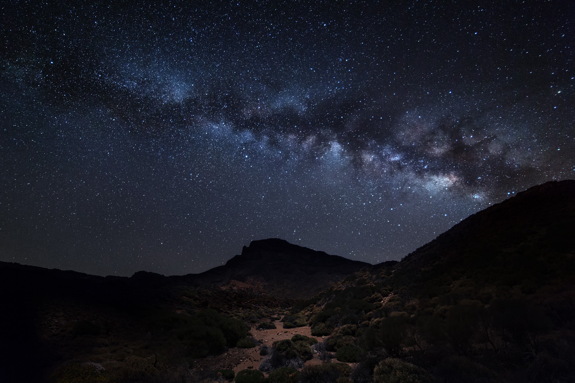 Milky Way over mountains at night HD Wallpaper