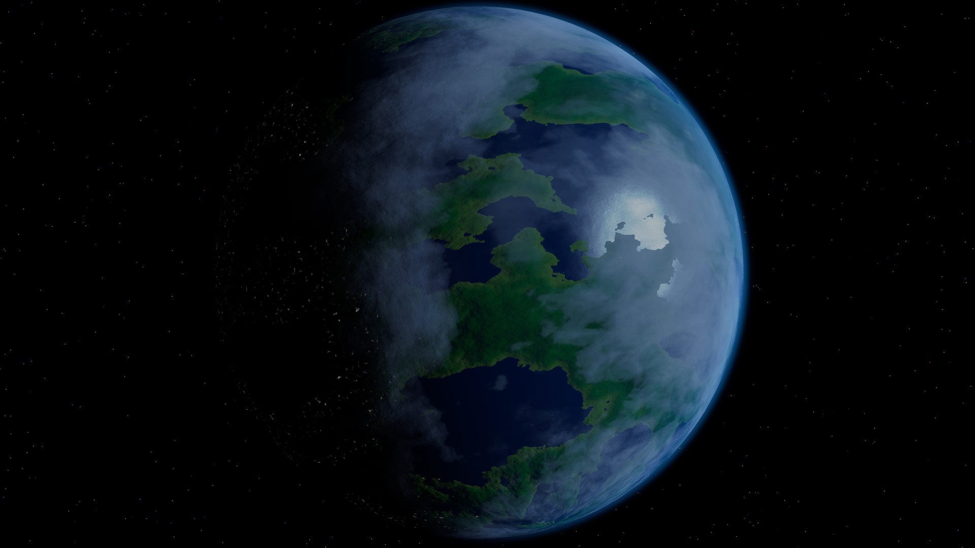 Planet with continents and clouds in space HD Wallpaper