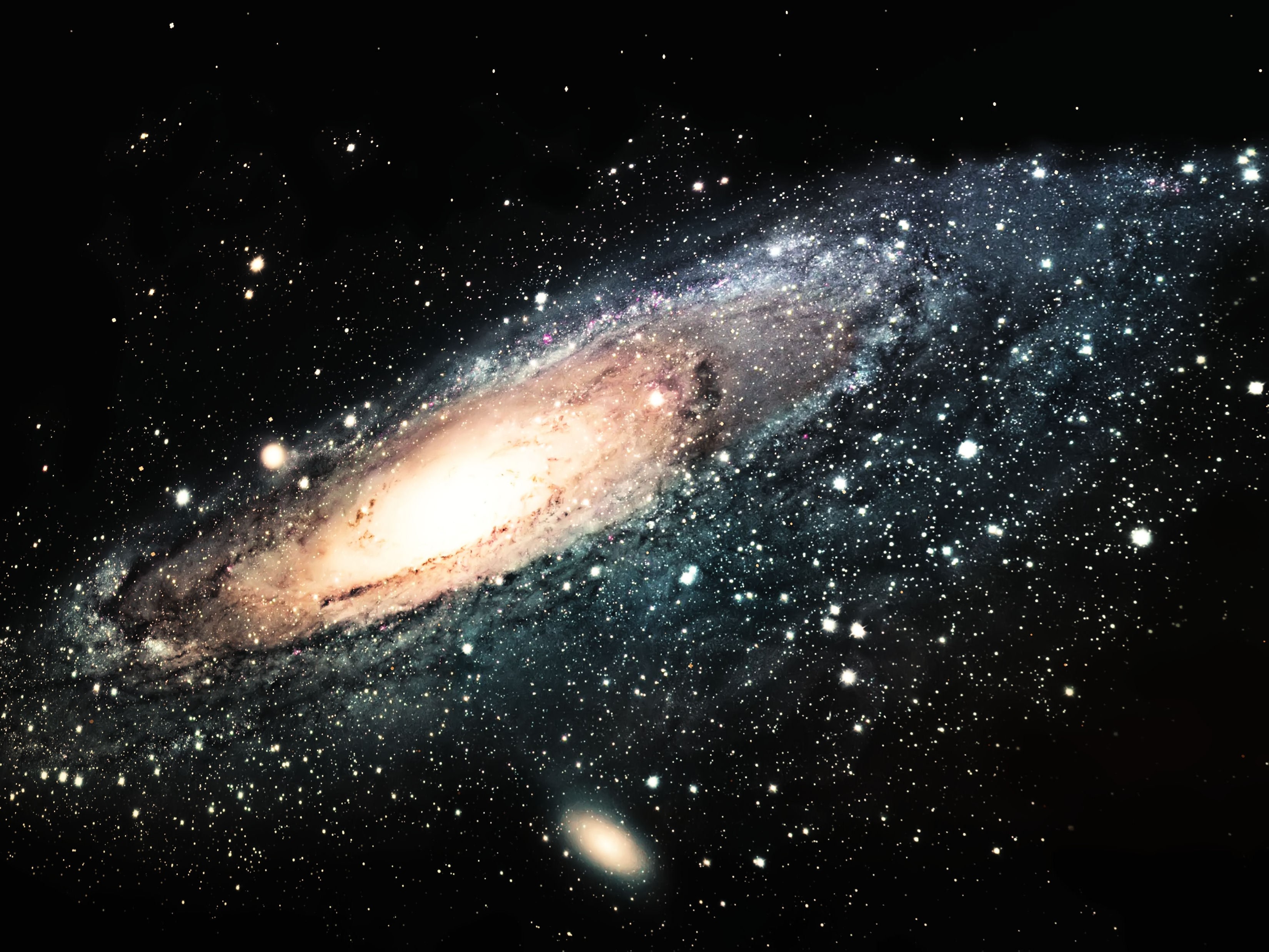 Andromeda Galaxy with a satellite galaxy HD Wallpaper