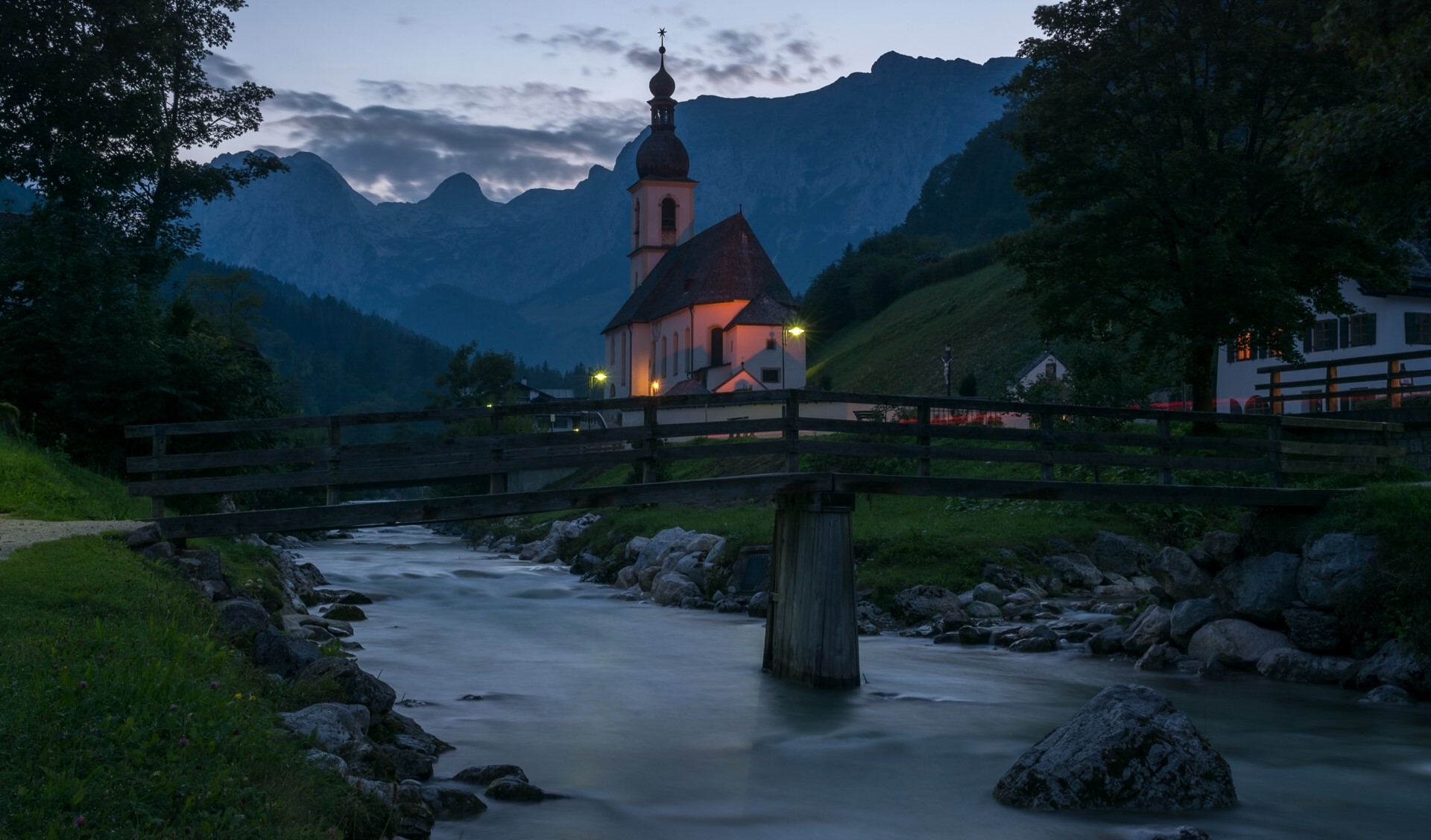 St. Sebastian Ramsau Germany Temples Bridges Rivers Church HD Wallpaper