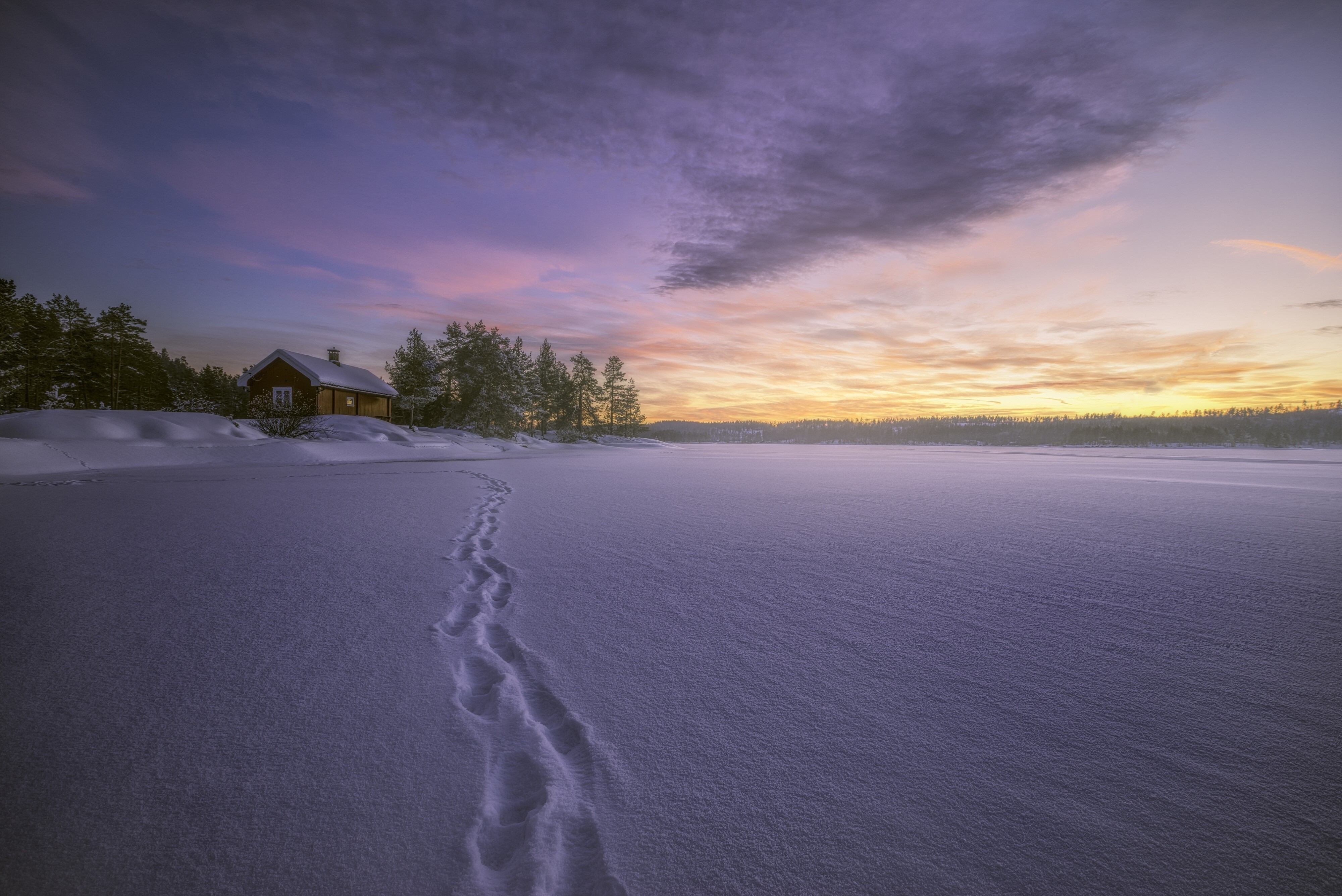 Norway Winter Lake Sky Snow HD Wallpaper