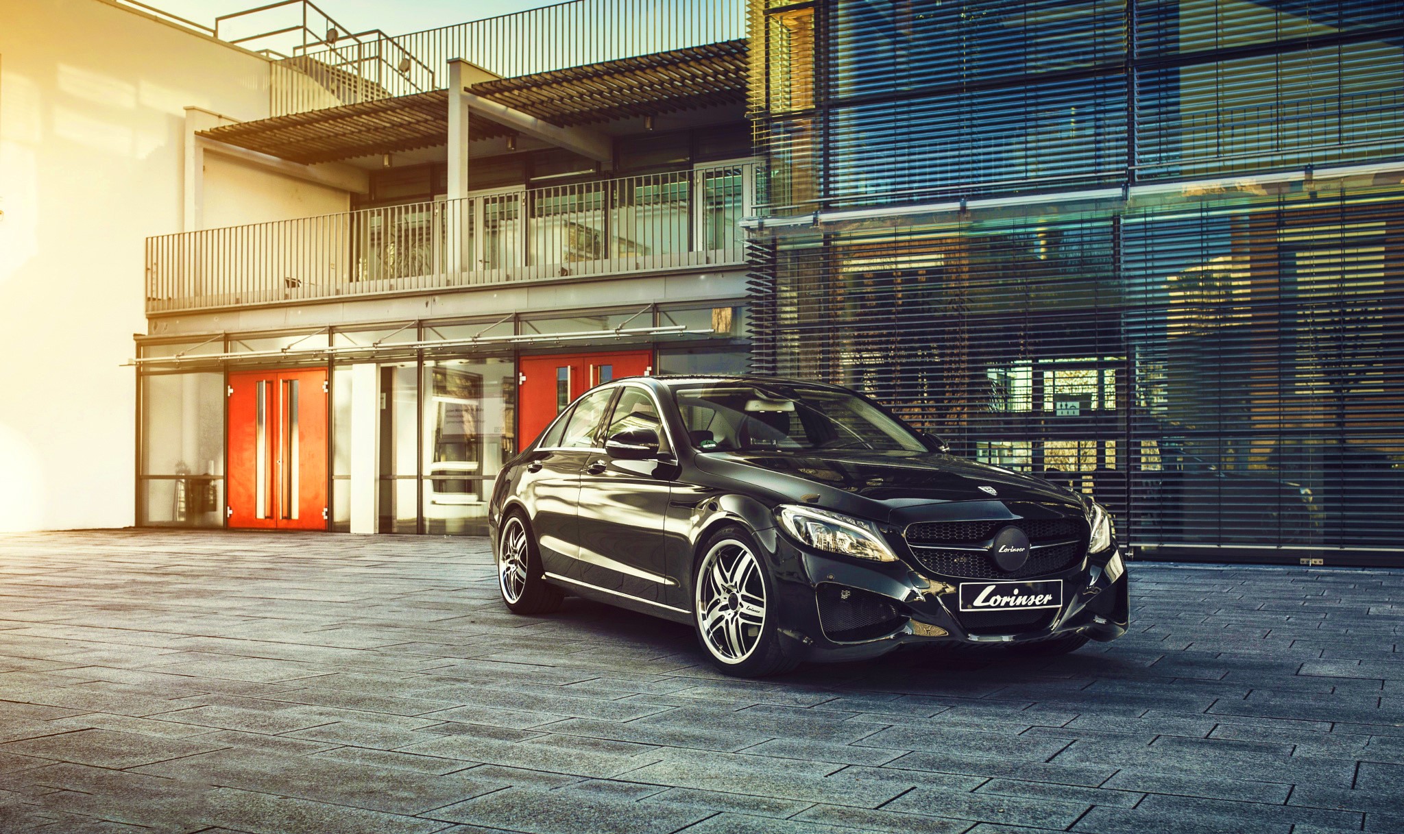 Black Lorinser Mercedes-Benz C-Class Sedan HD Wallpaper