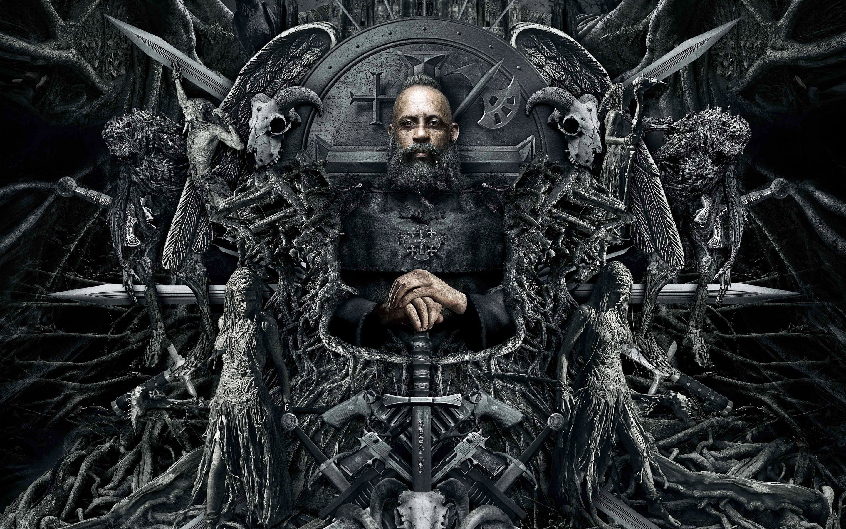Kaulder from The Last Witch Hunter sitting on a throne HD Wallpaper