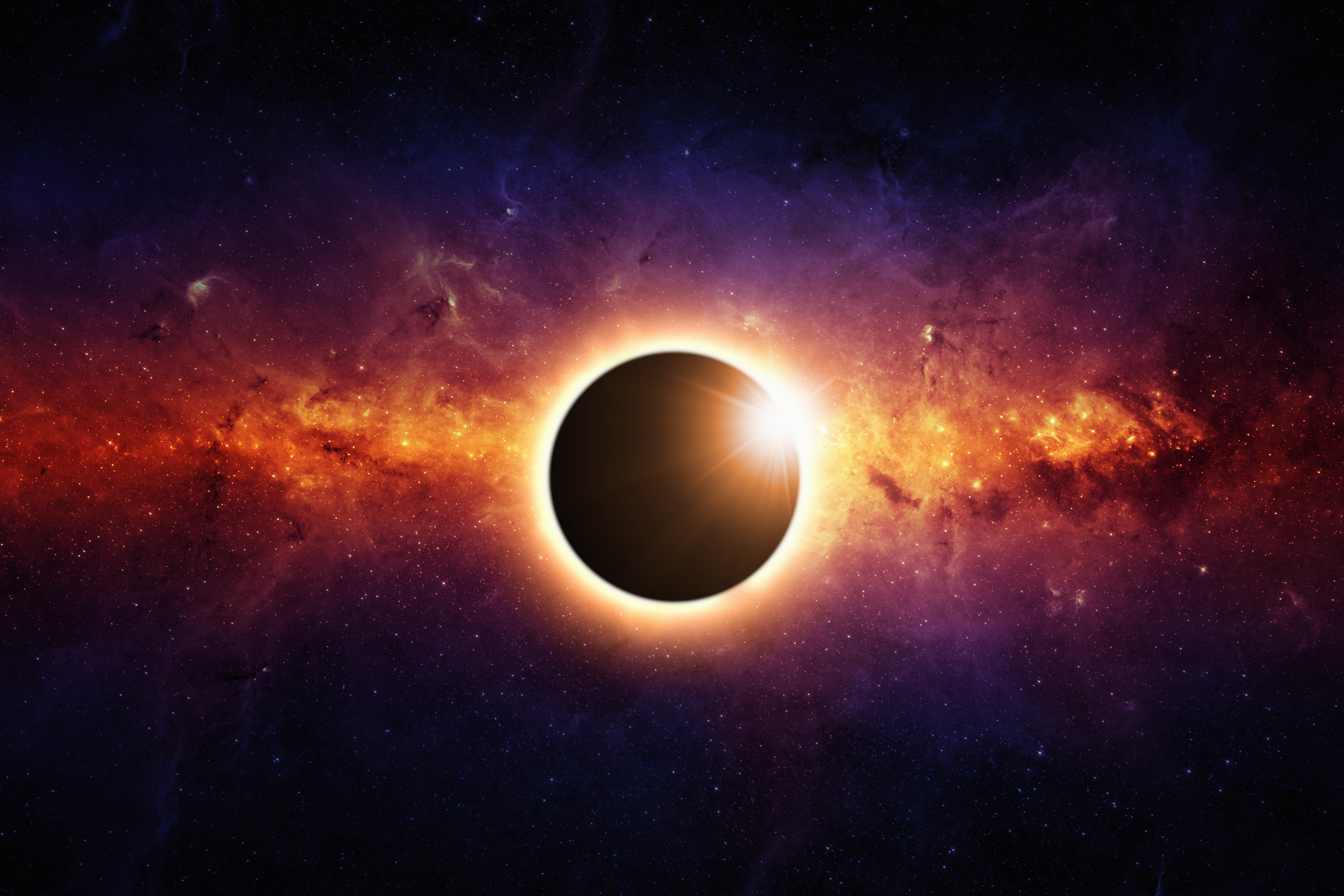 4K Solar Eclipse in Nebula HD Wallpaper
