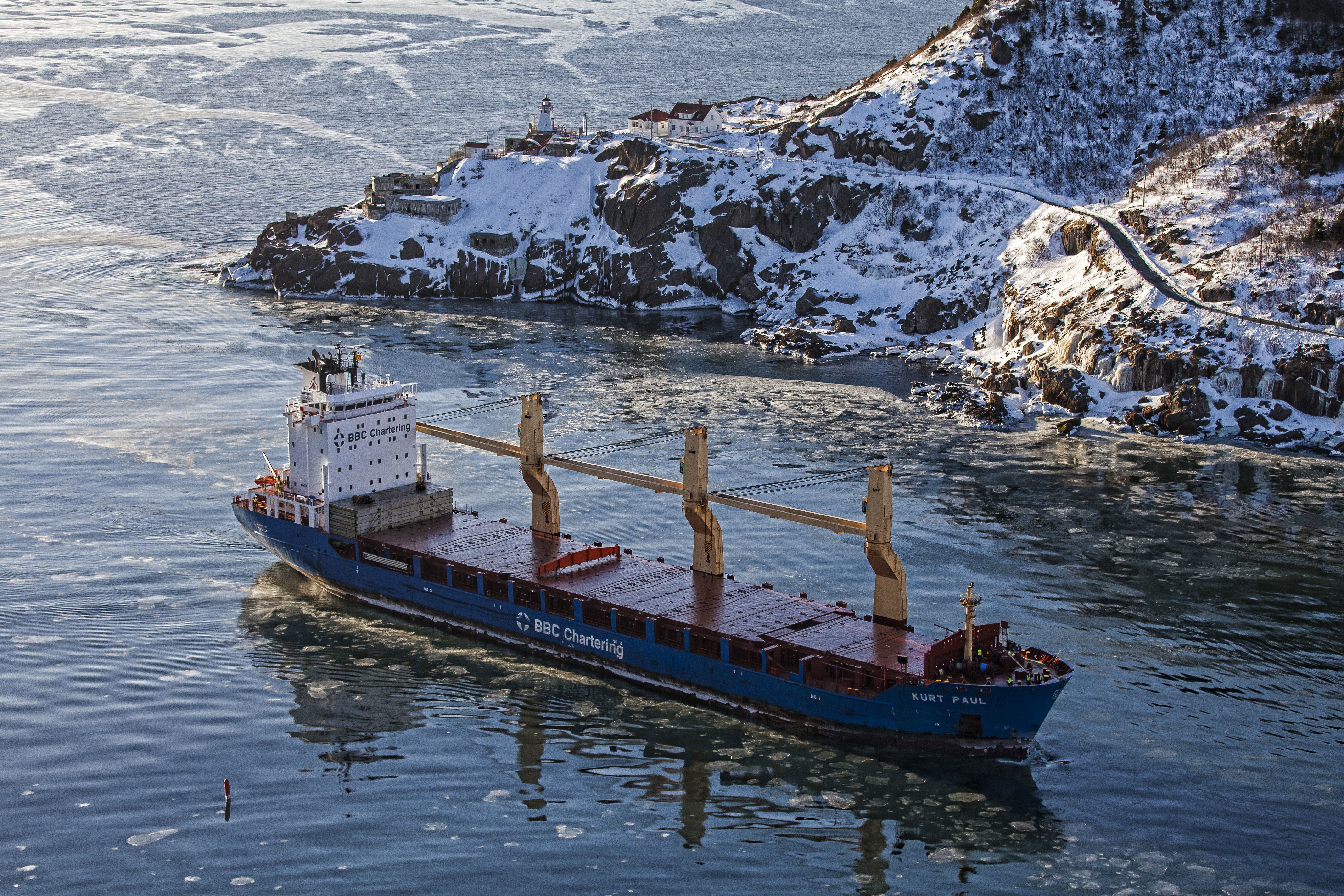 Kurt Paul ship sailing near snowy coast HD Wallpaper