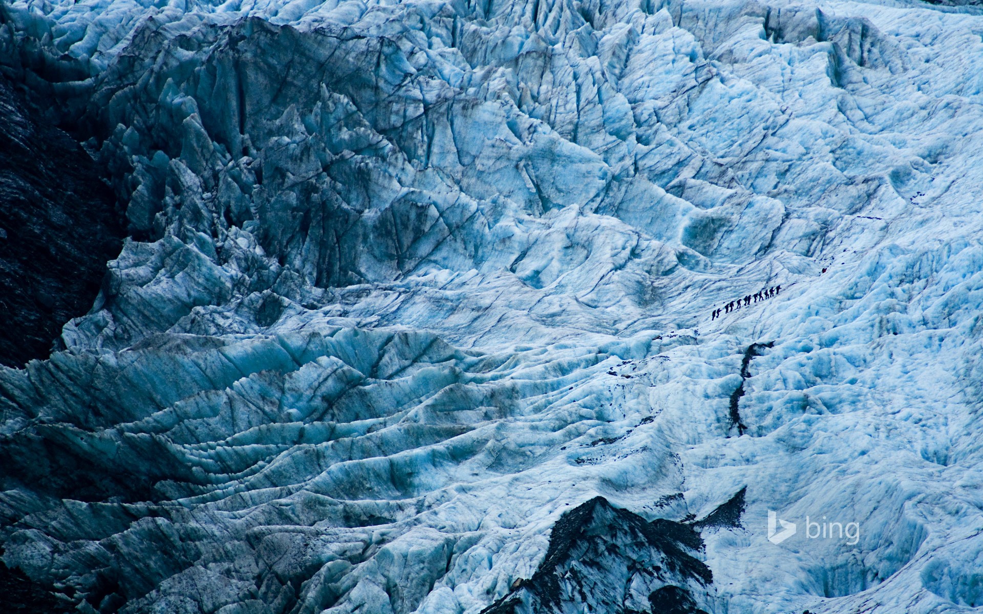 Hikers on Franz Josef Glacier, New Zealand HD Wallpaper