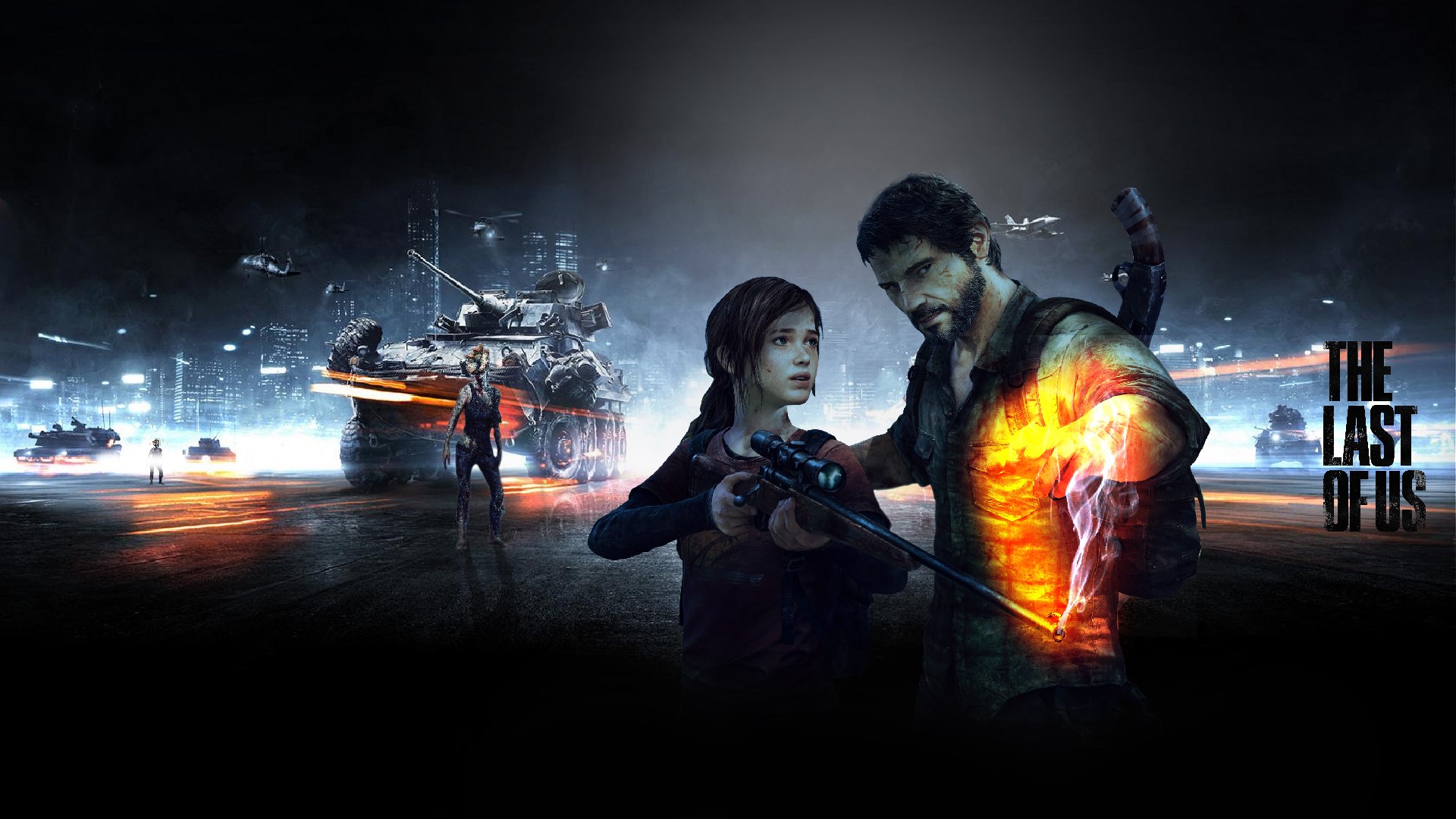 Joel and Ellie from The Last of Us in a battle scene HD Wallpaper