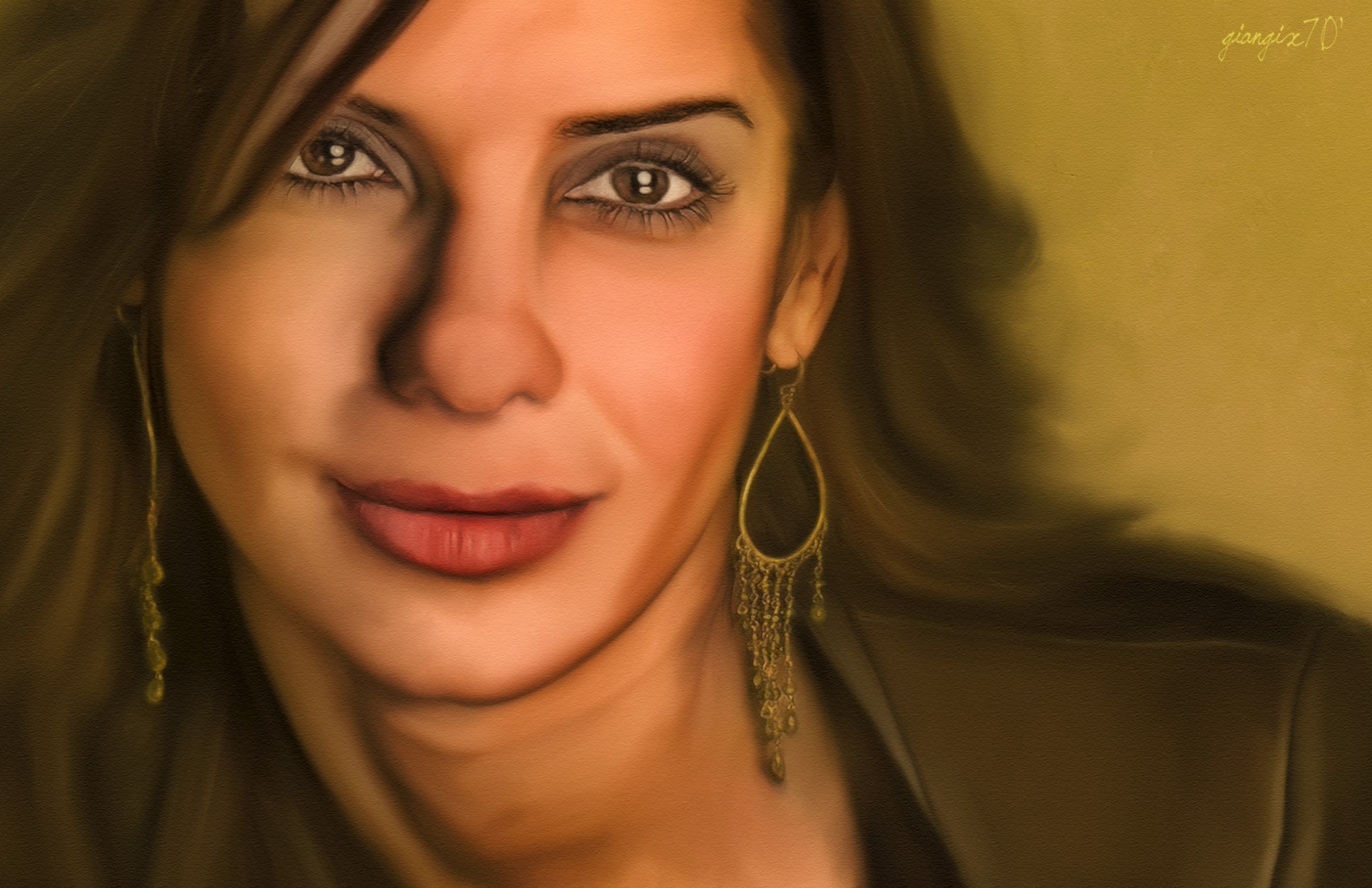 Painting of Sandra Bullock HD Wallpaper
