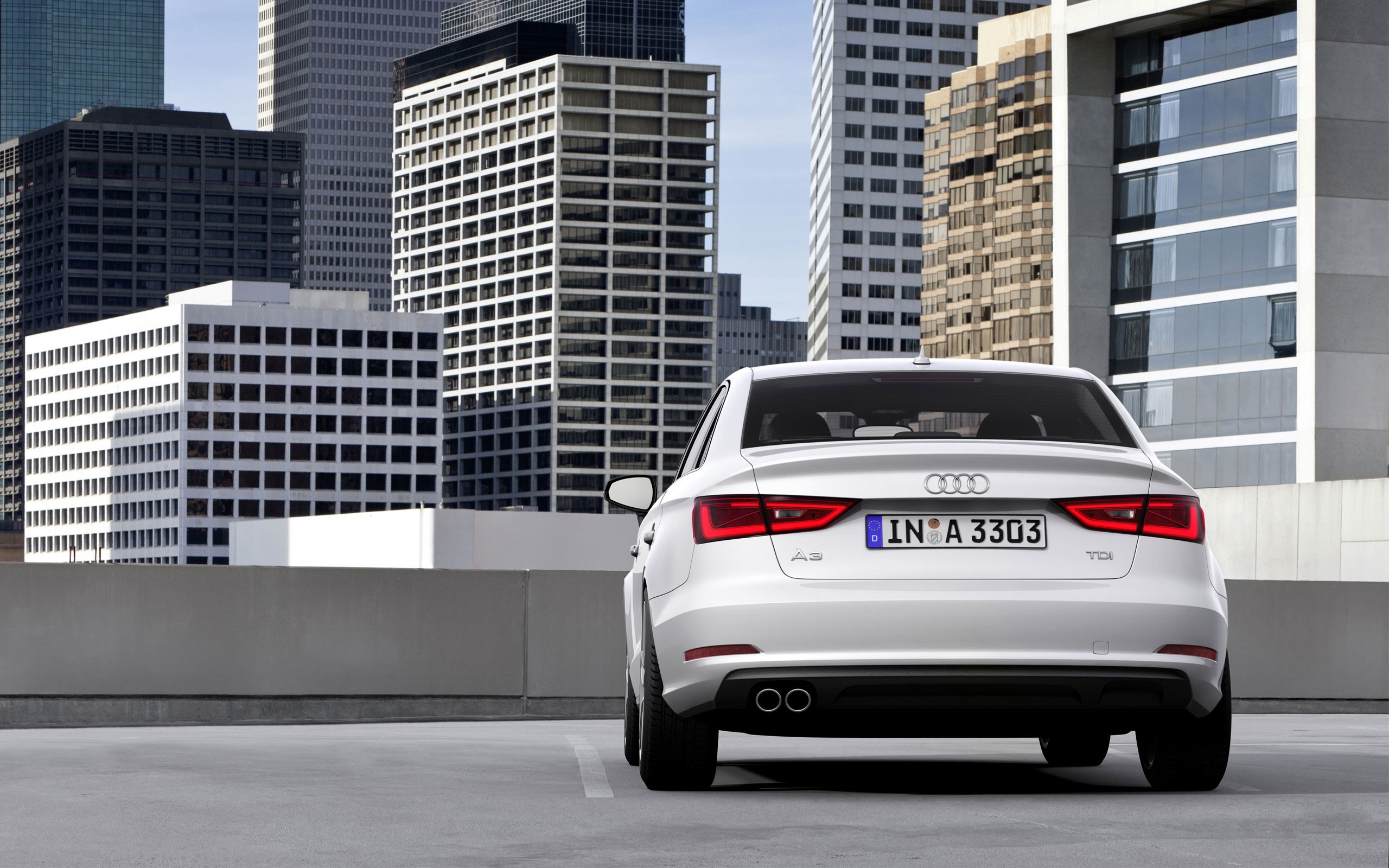 White Audi A3 Sedan in a City HD Wallpaper