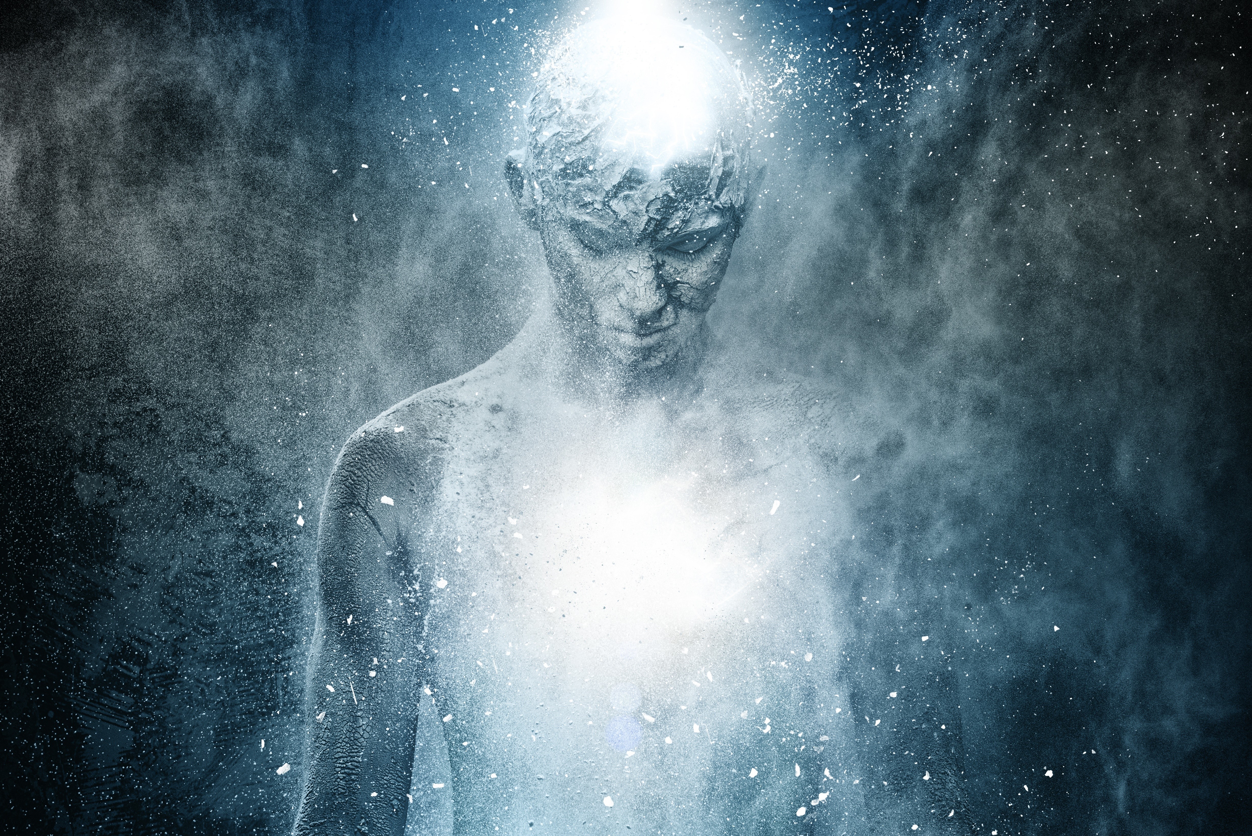 Ghostly figure made of dust and light HD Wallpaper