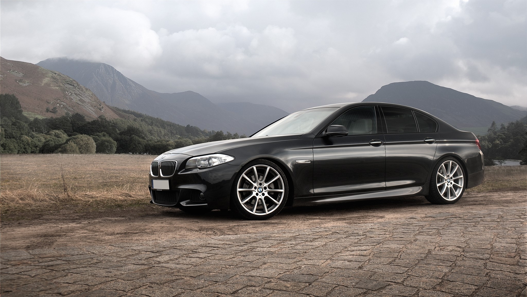 Black BMW 5 Series F10 Sedan HD Wallpaper