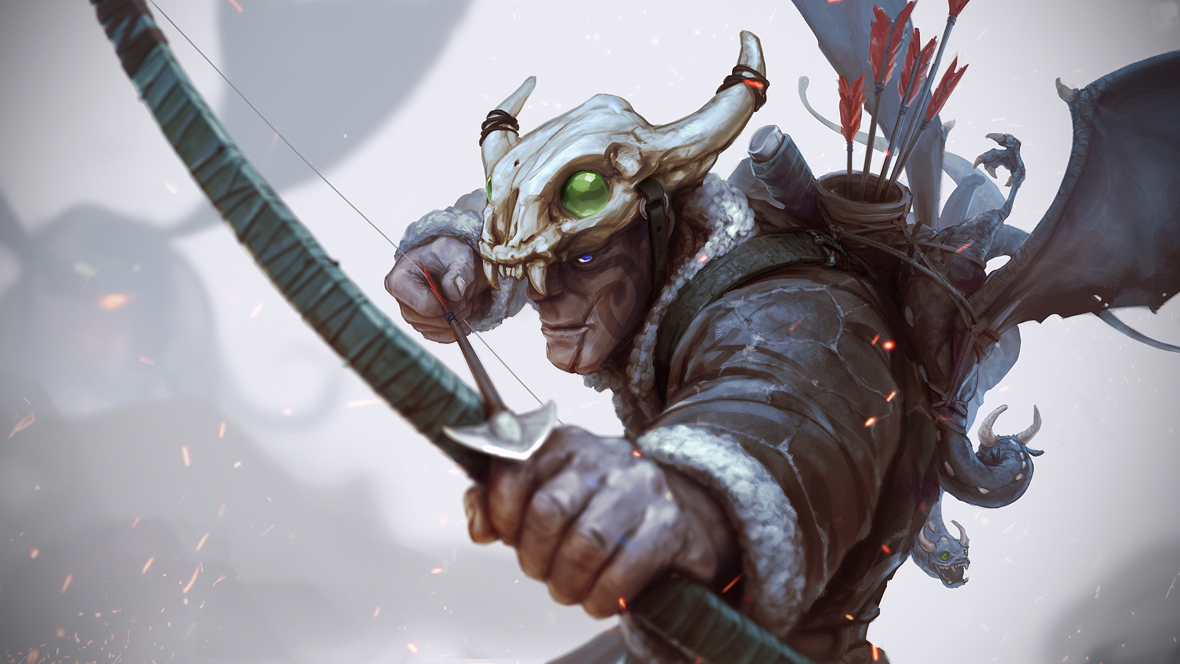 Archer with Skull Helmet and Bow HD Wallpaper