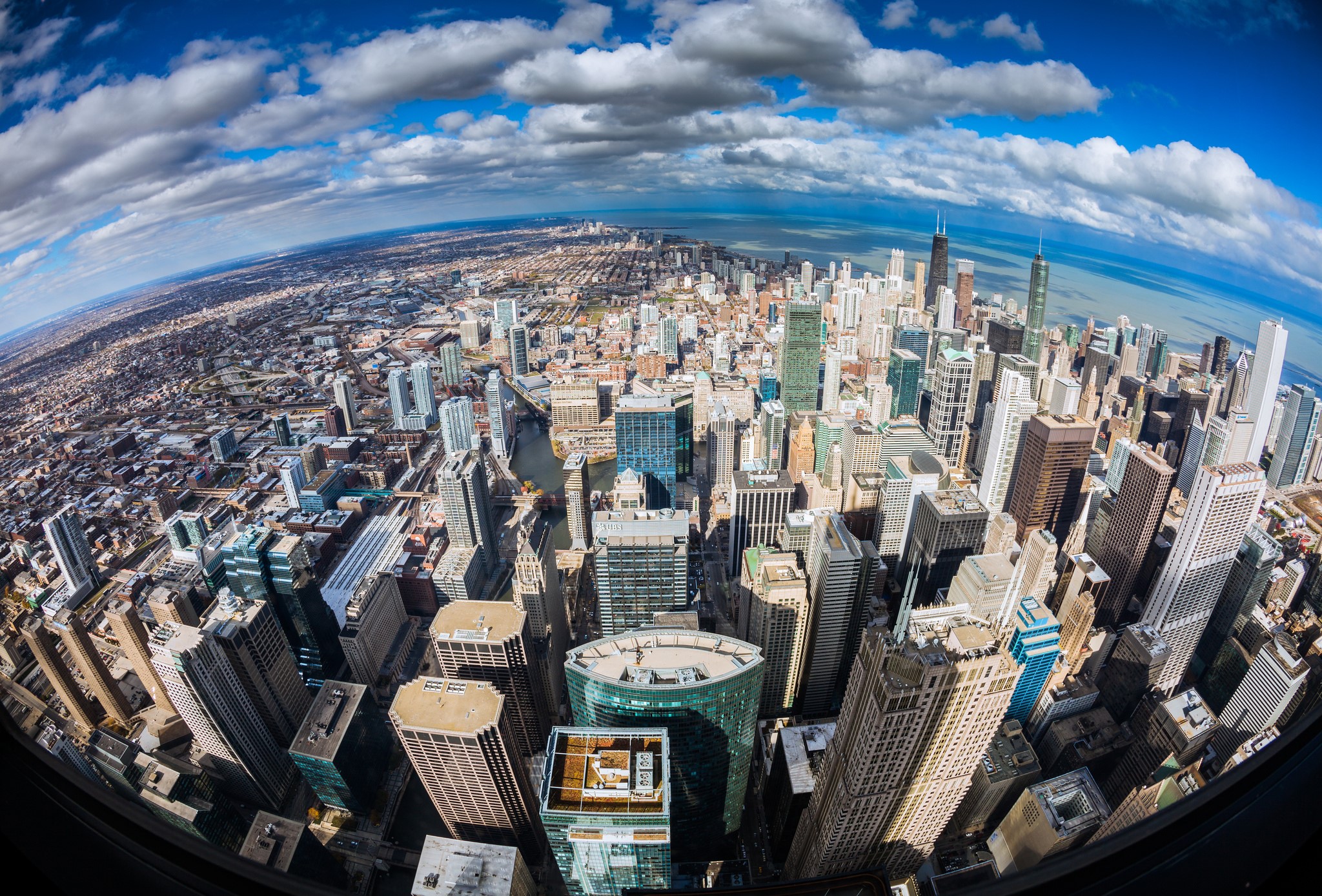 Chicago Cityscape with Lake Michigan and Clouds HD Wallpaper