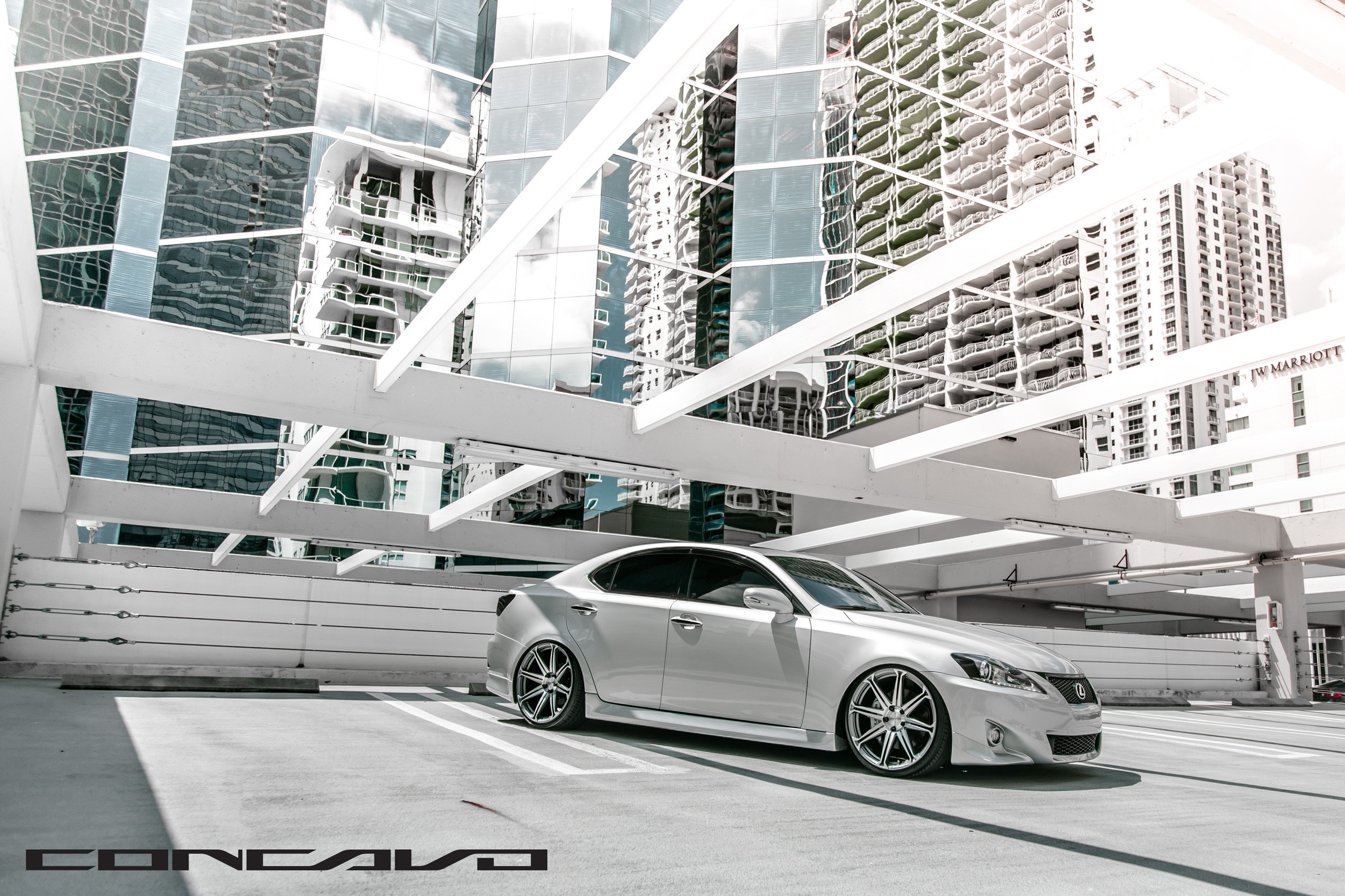 White Lexus IS250 with Concavo Wheels HD Wallpaper