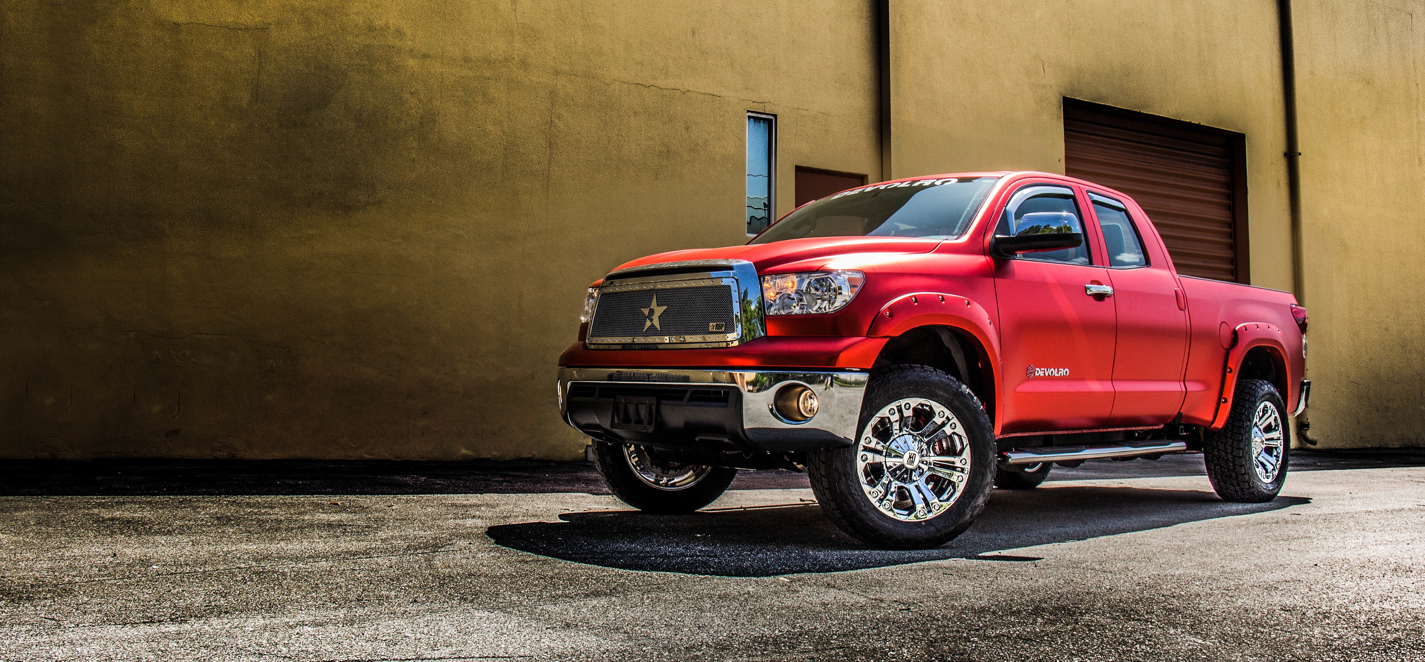 4K Red Toyota Tundra DEVOLRO Truck HD Wallpaper