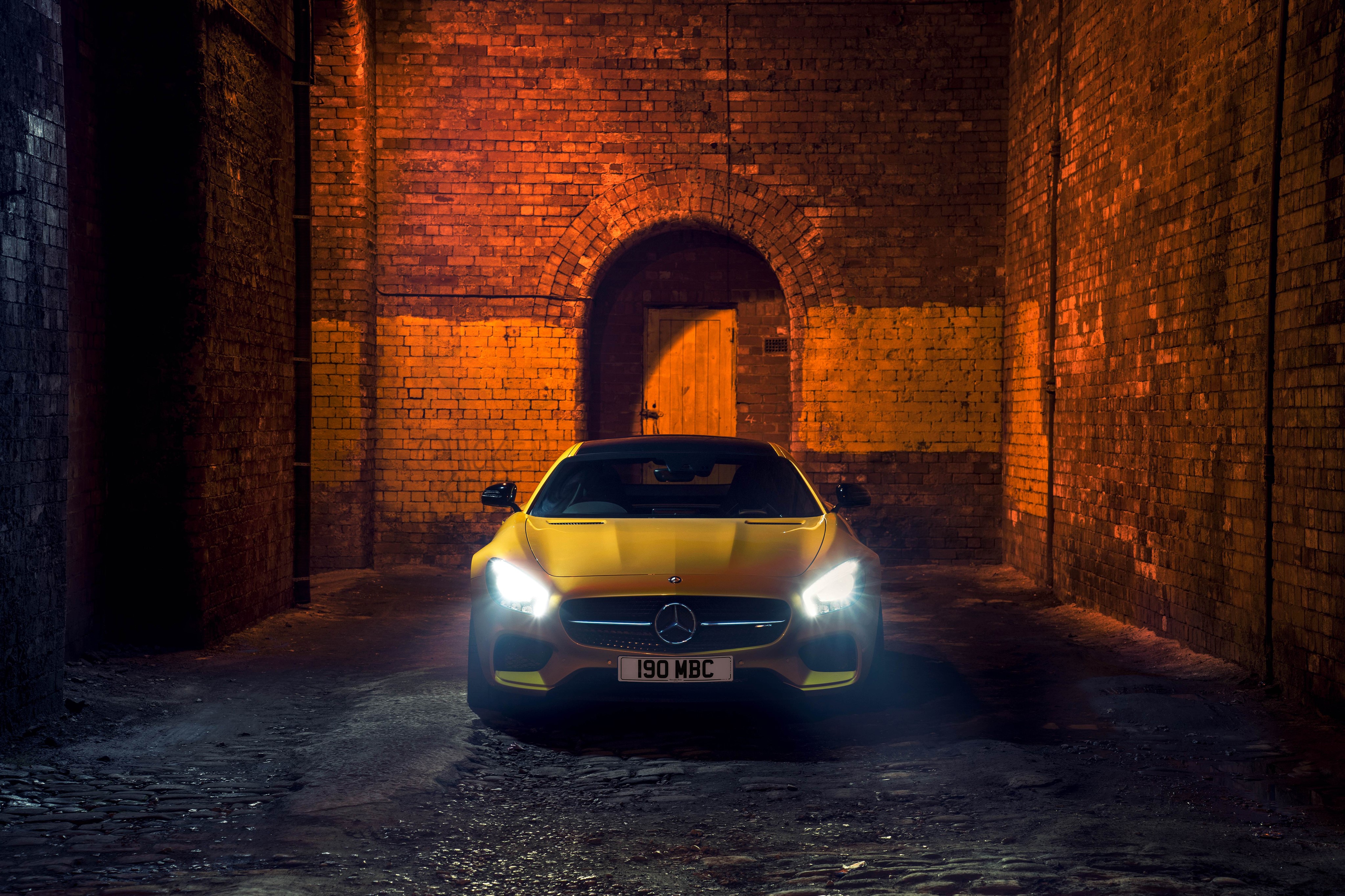 Yellow 2015 Mercedes-Benz AMG GT S UK-spec C190 HD Wallpaper