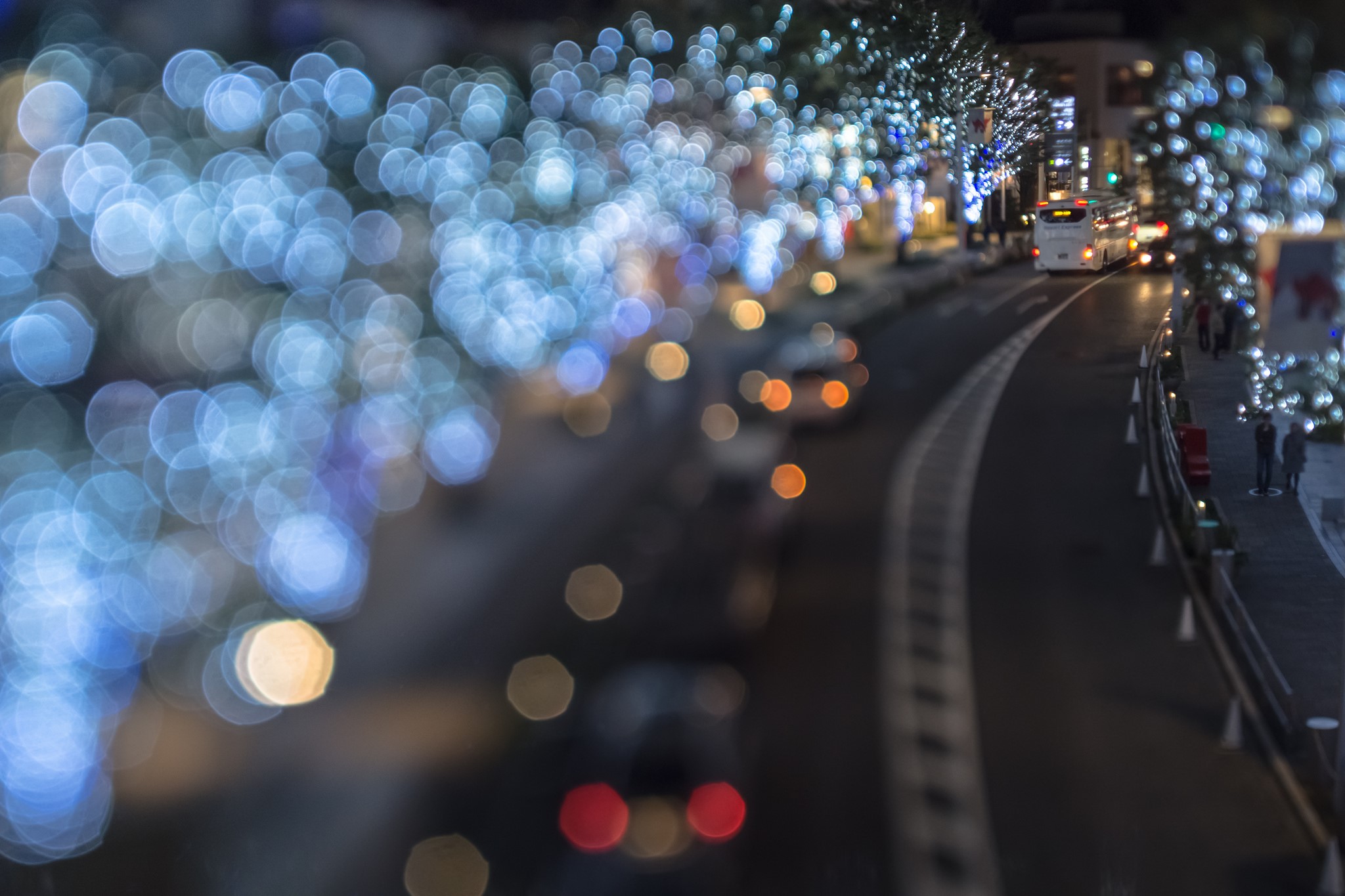 Takashi Kitajima cityscapes bokeh Tokyo roads night HD Wallpaper