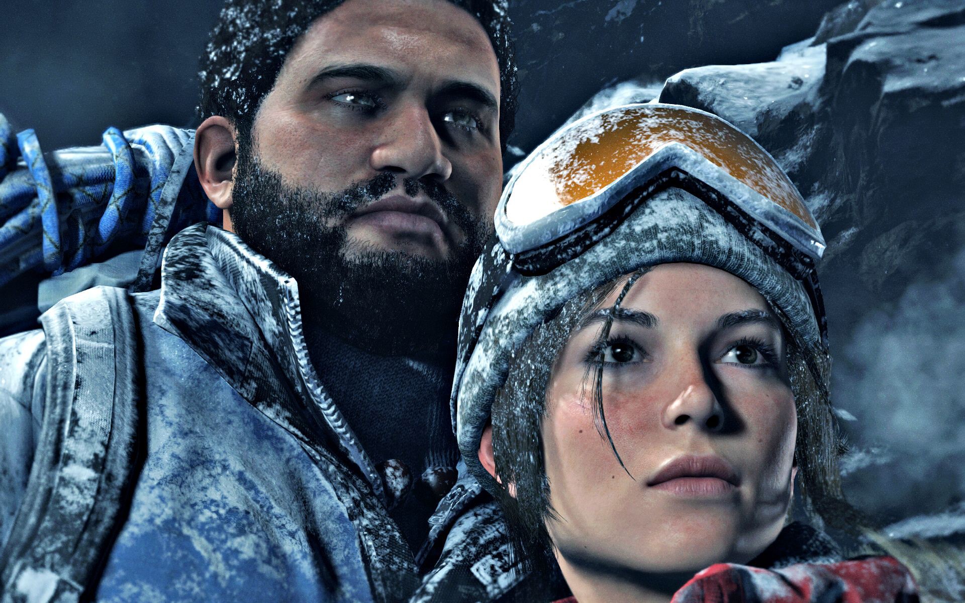 Man and Lara Croft from Rise of the Tomb Raider HD Wallpaper