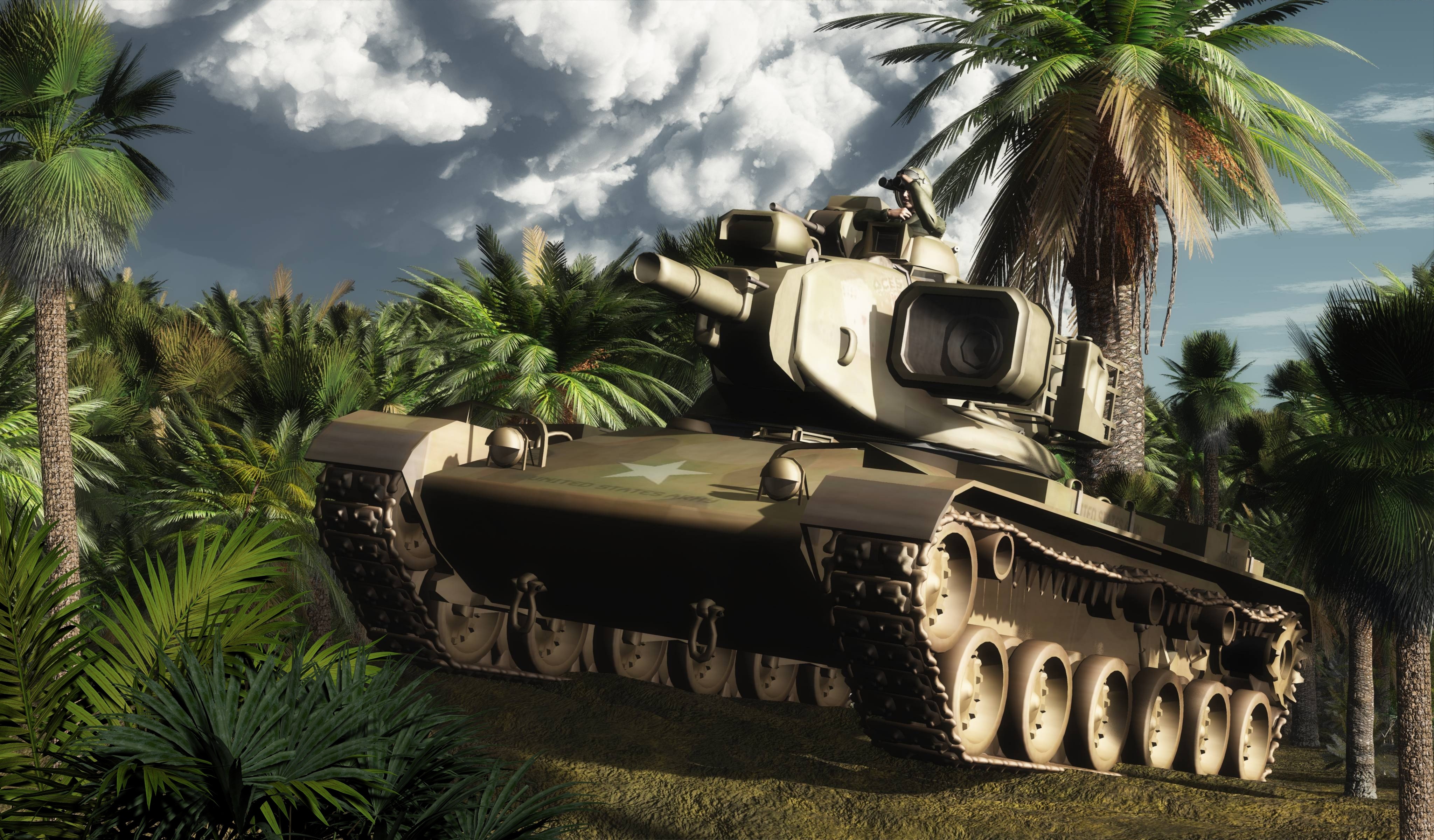 M60 Tank in a Jungle HD Wallpaper