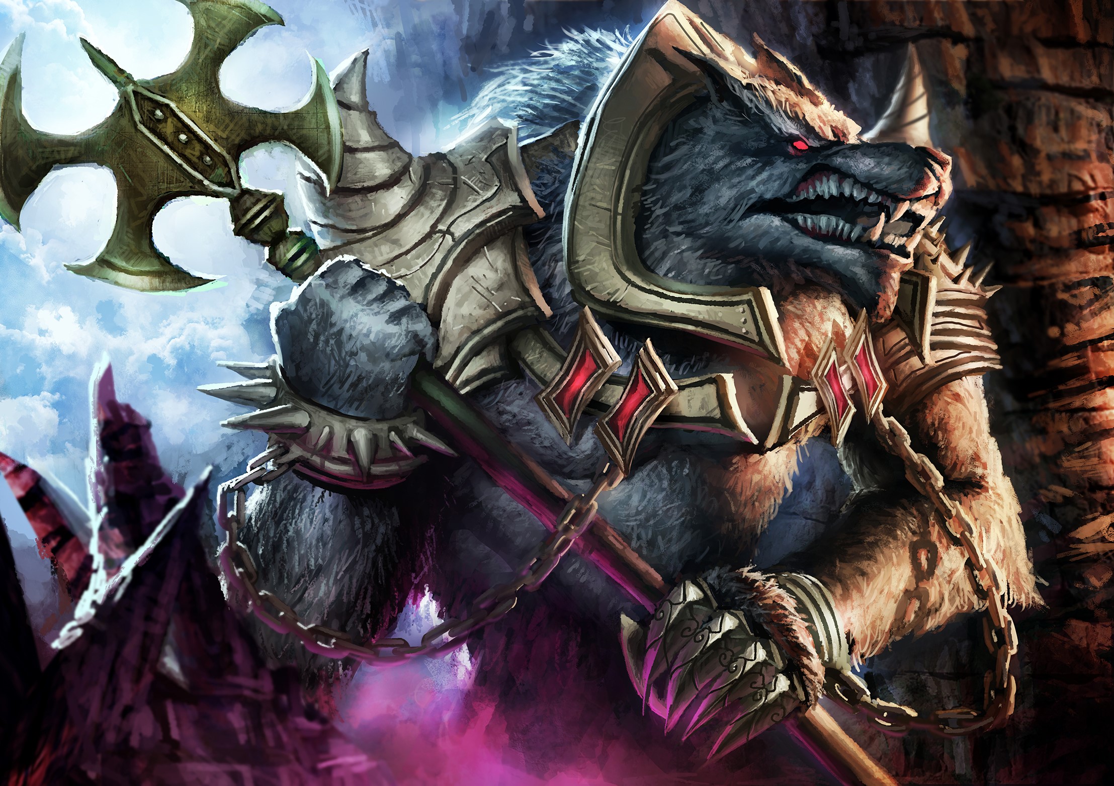 Warwick from League of Legends with an axe HD Wallpaper