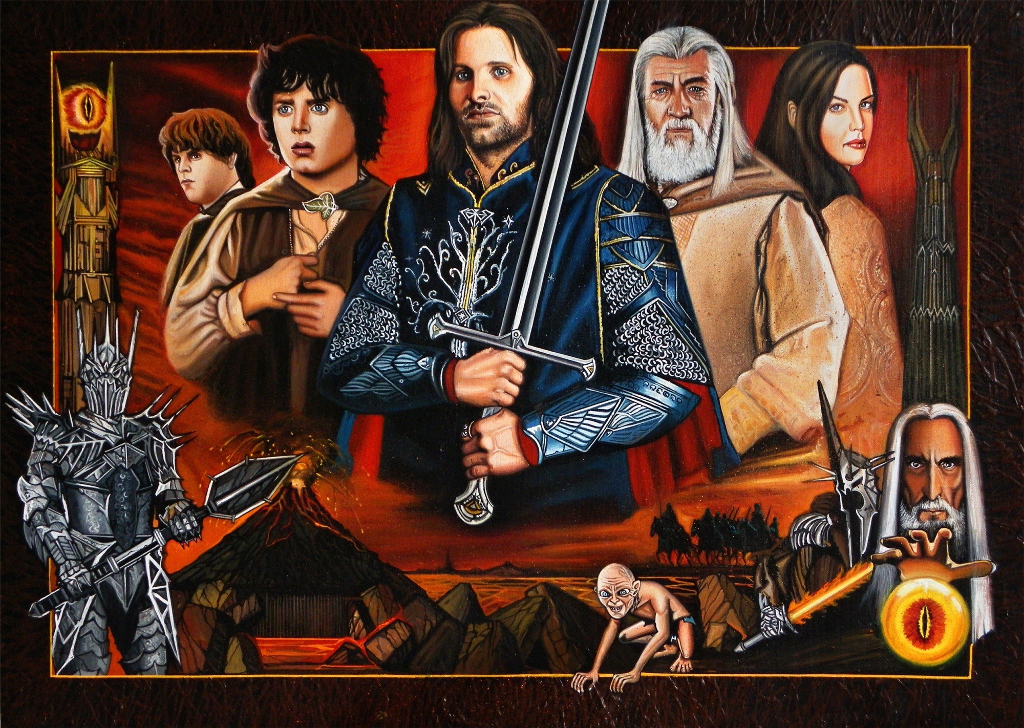 The Lord of the Rings characters painting HD Wallpaper