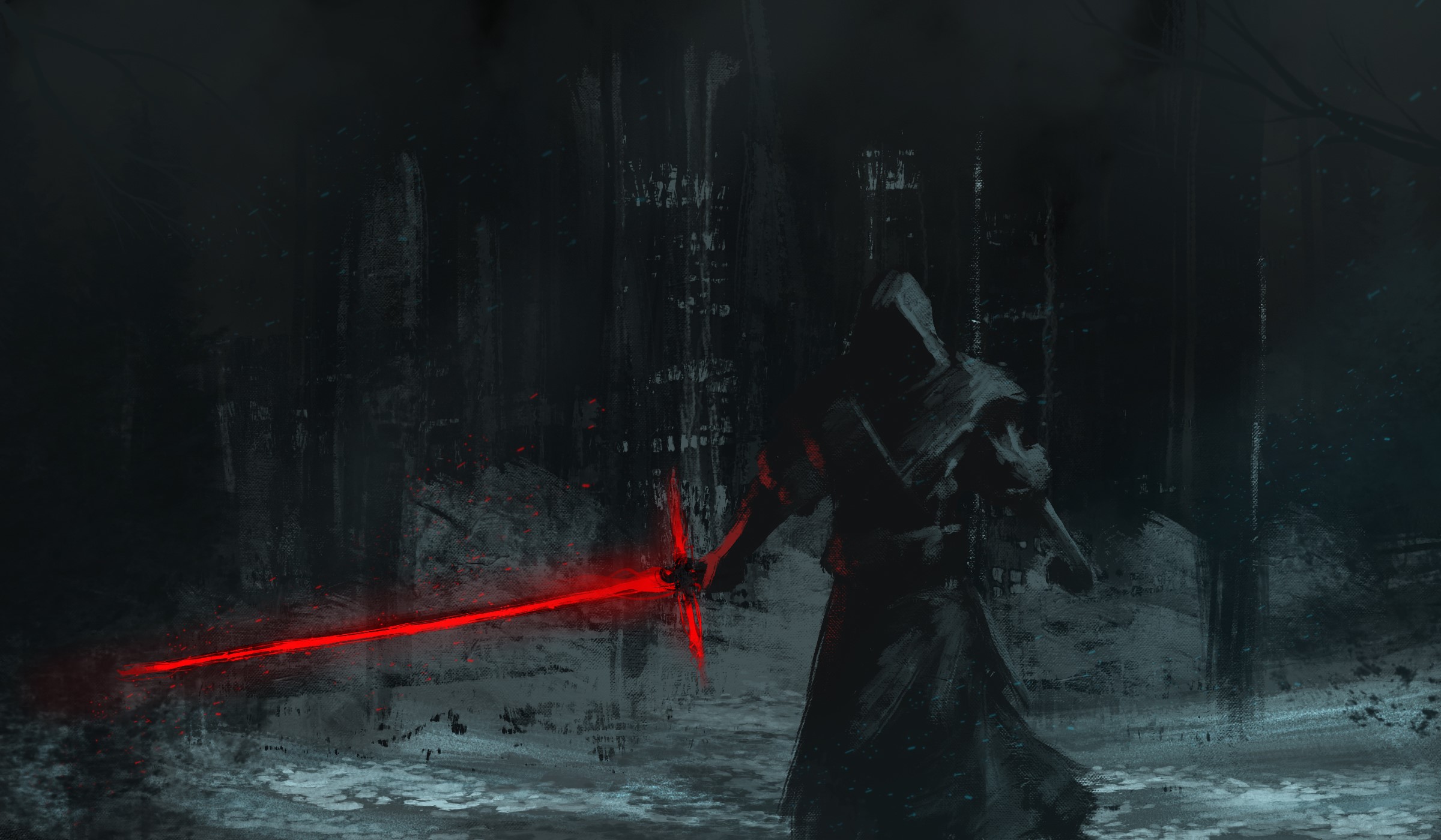 Kylo Ren from Star Wars with a lightsaber HD Wallpaper
