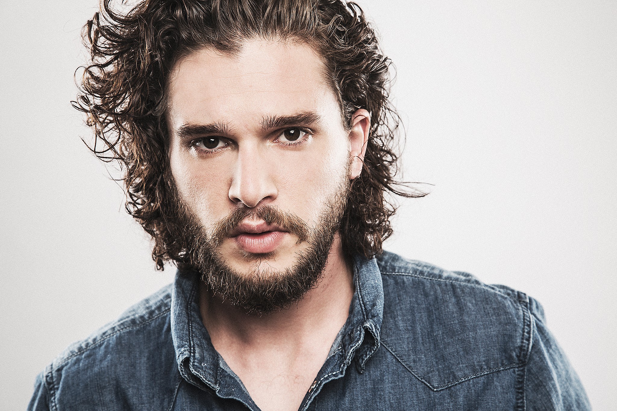 Kit Harington with beard and curly hair HD Wallpaper