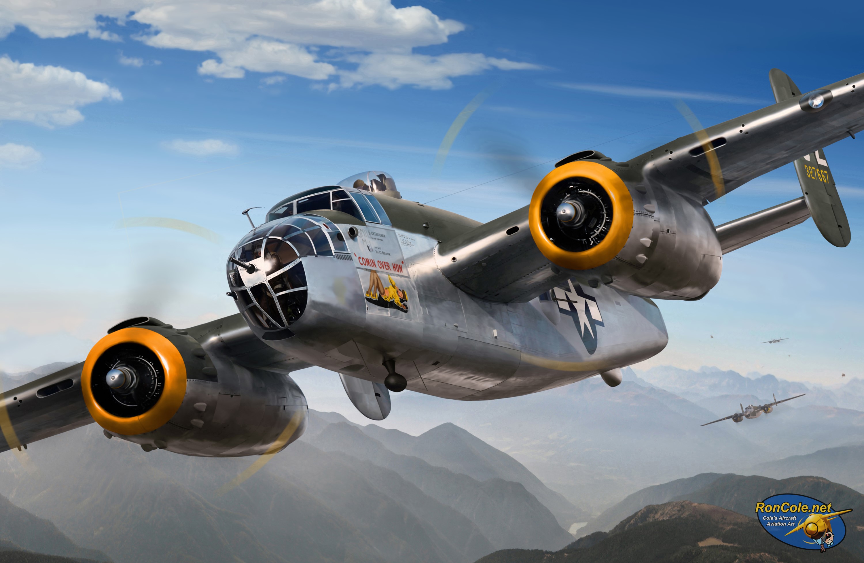 B-25J 'Comin Over Hun' Bomber Aircraft HD Wallpaper