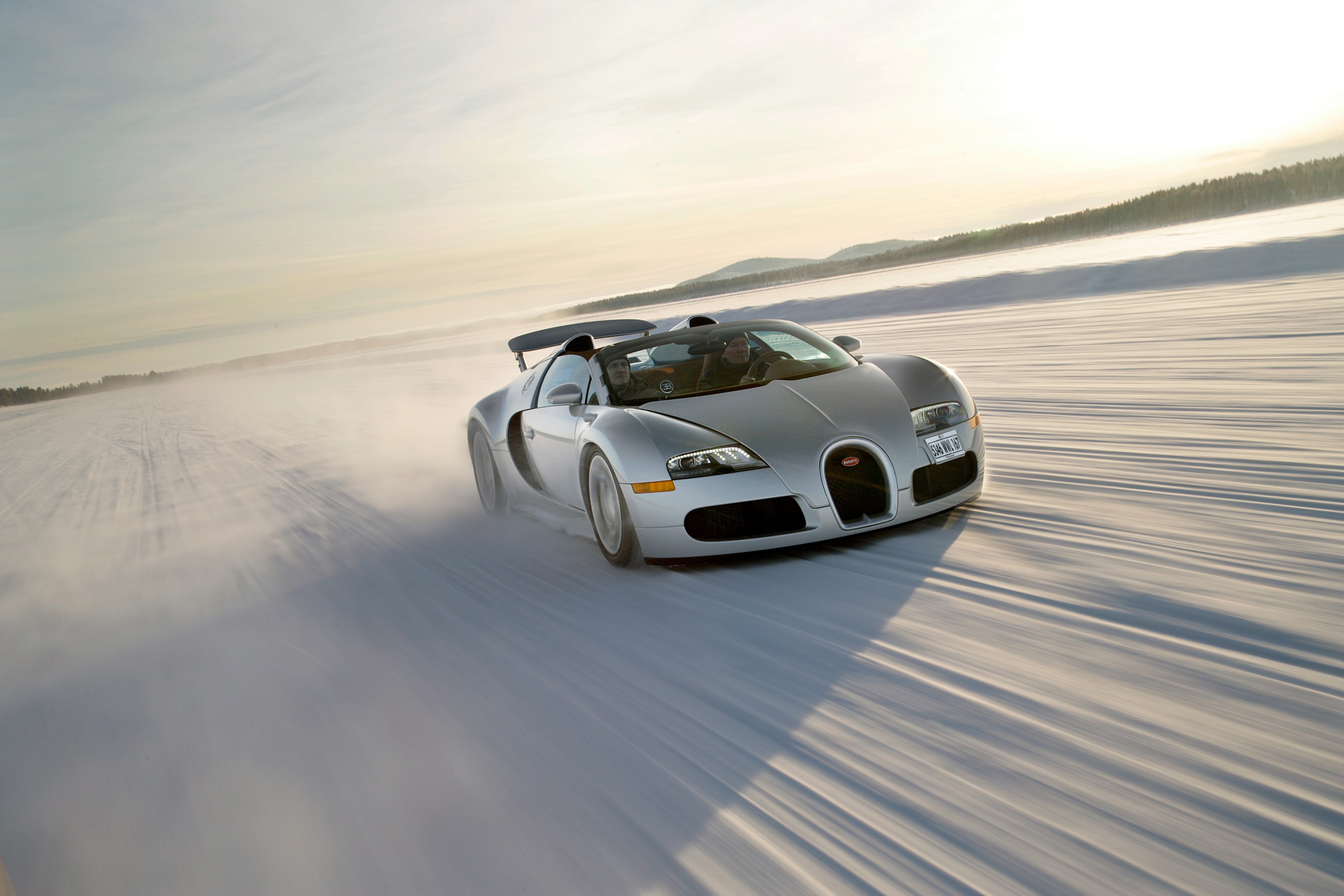 Bugatti Veyron Grand Sport Roadster on Snow HD Wallpaper