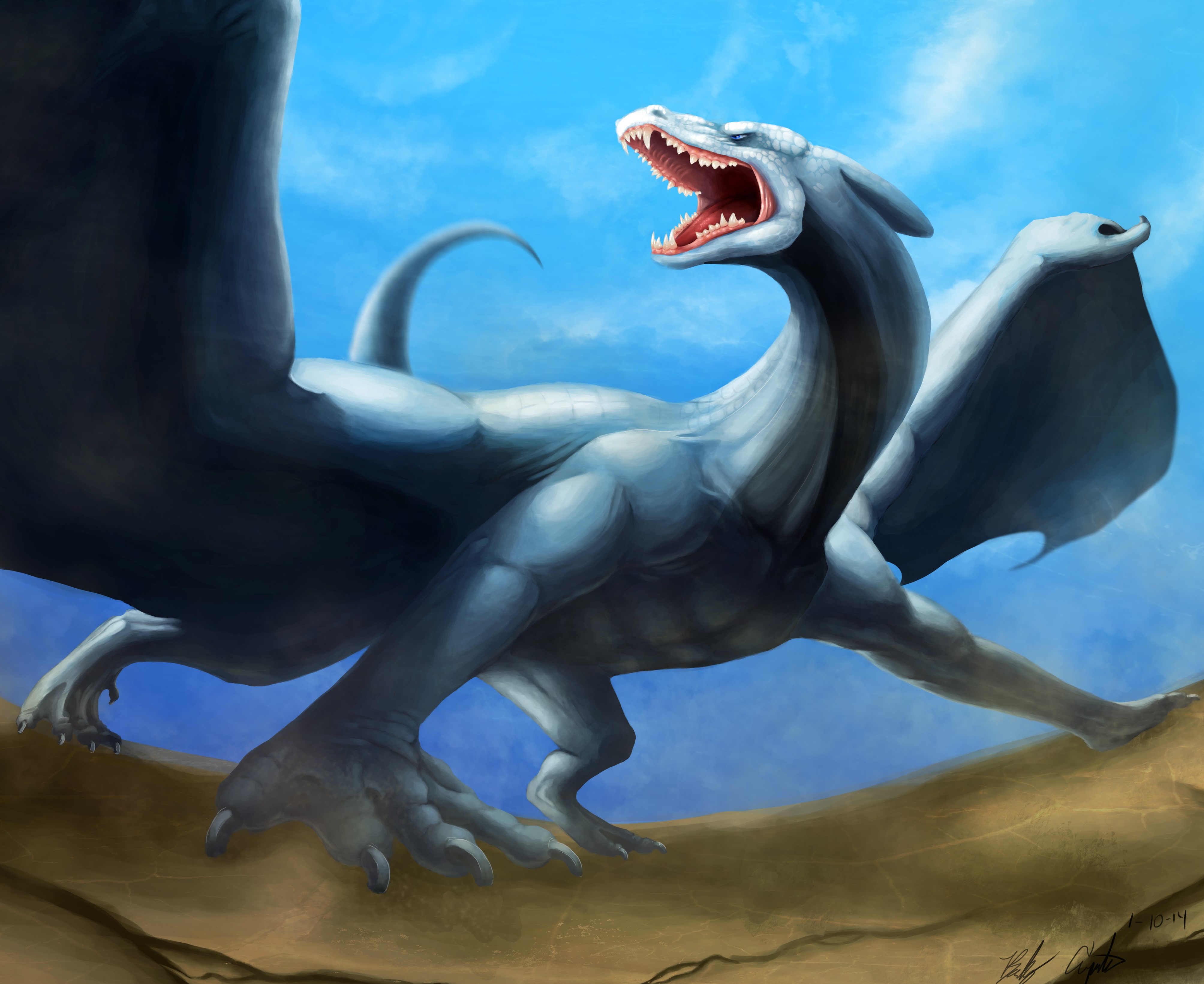 Dragon with Wings in the Sky HD Wallpaper