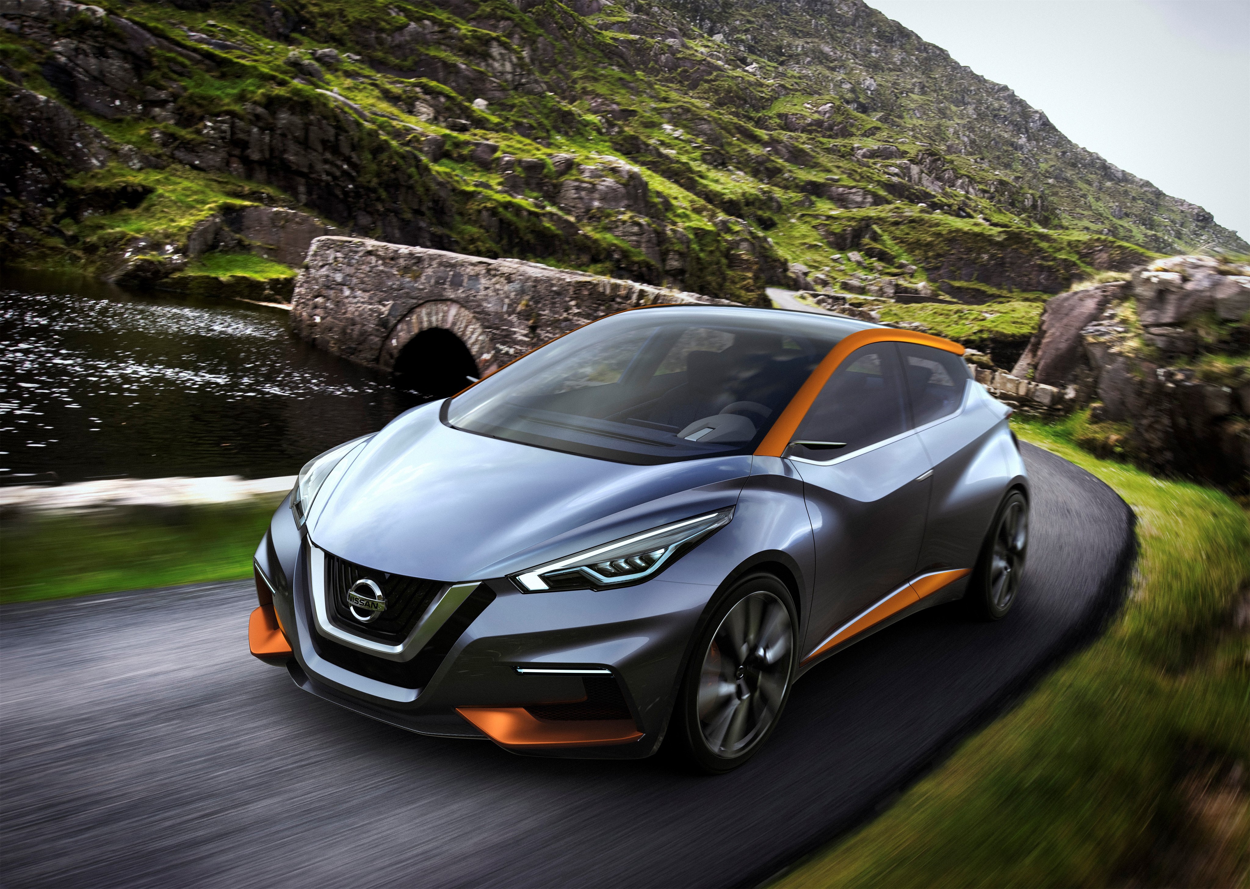 Nissan Sway Concept car driving on a road HD Wallpaper