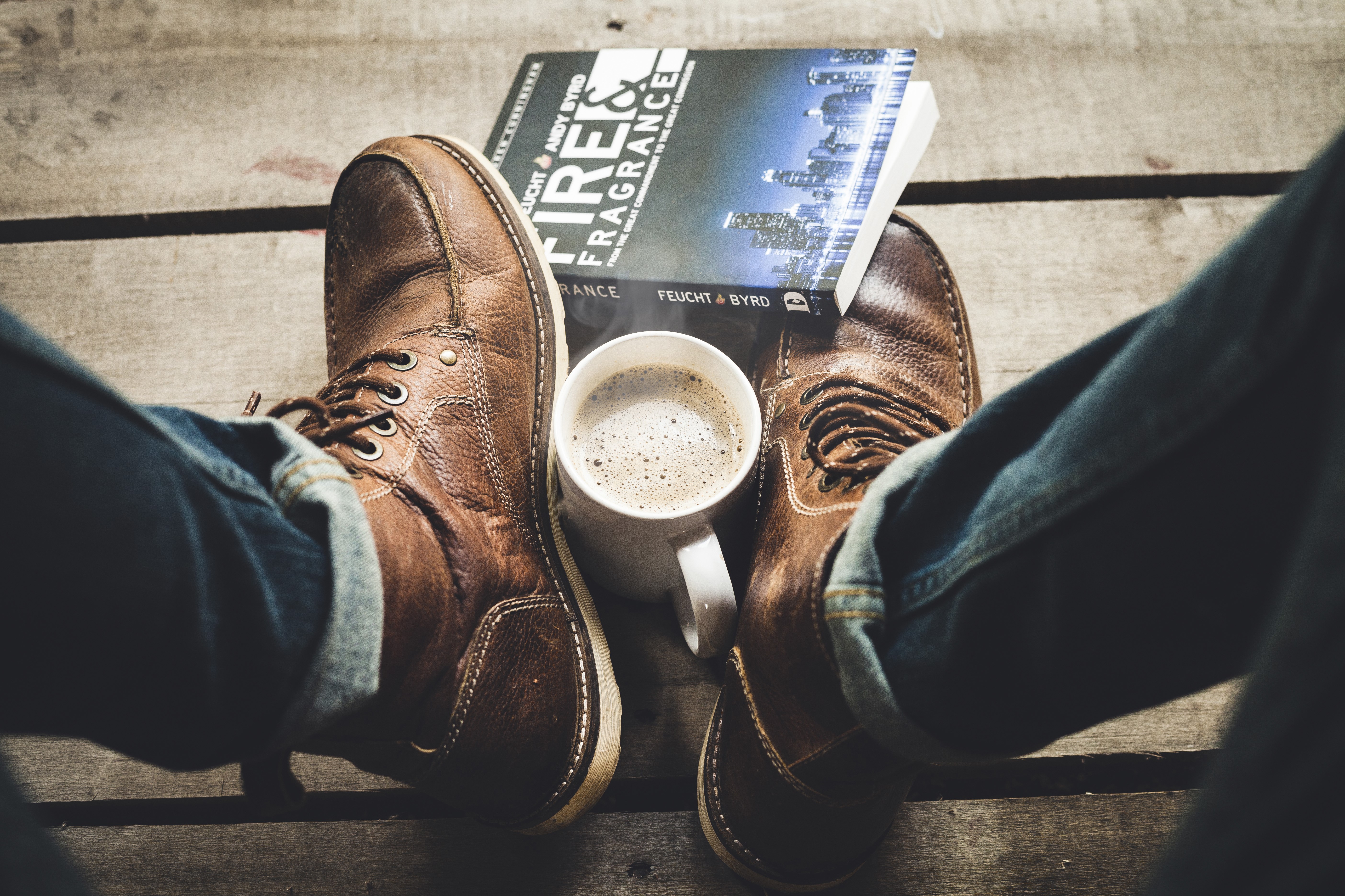 Coffee, Book, Boots, and Jeans HD Wallpaper