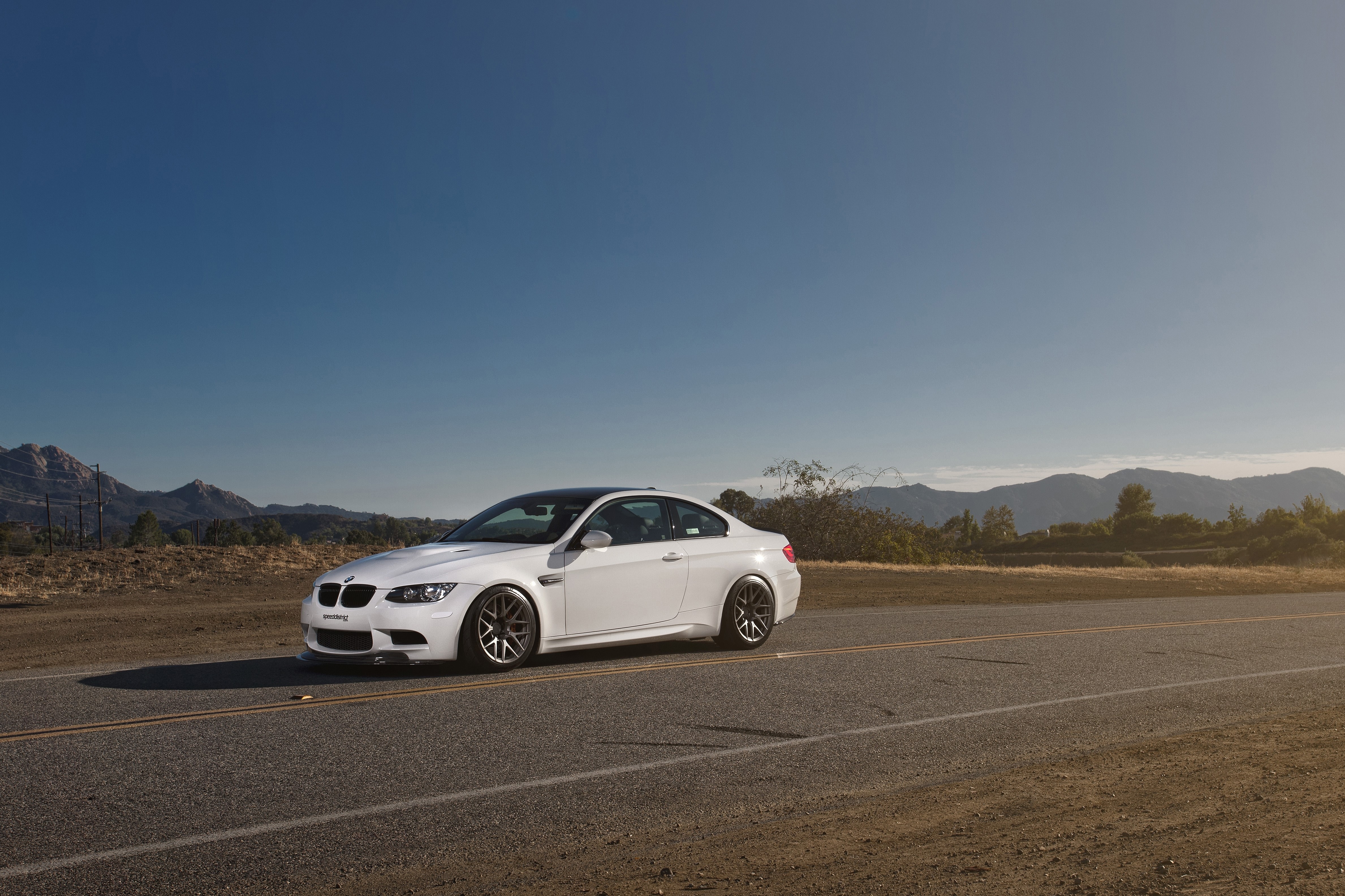 4K White BMW M3 E92 on a Road HD Wallpaper