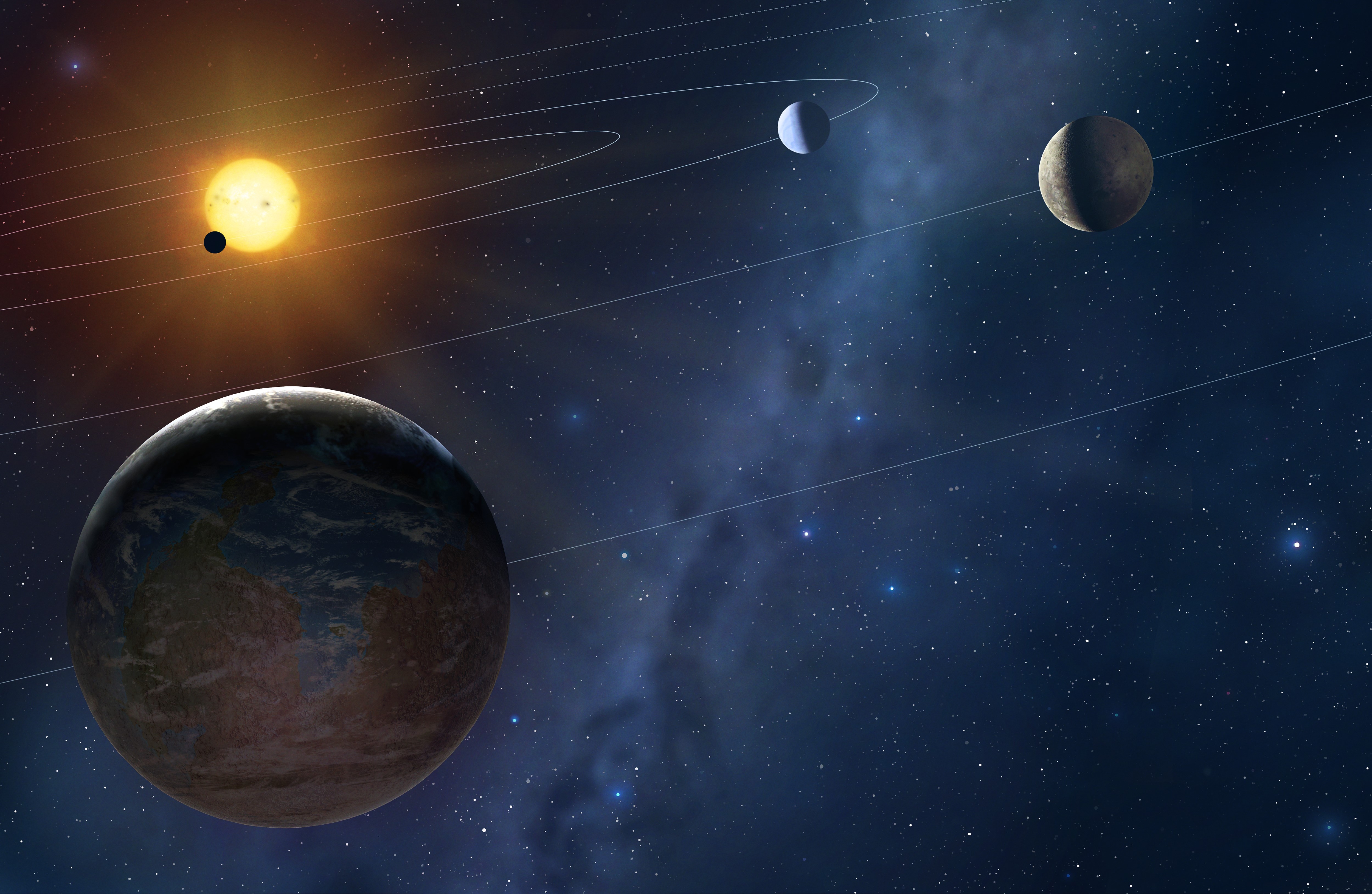 Planets and stars in space HD Wallpaper