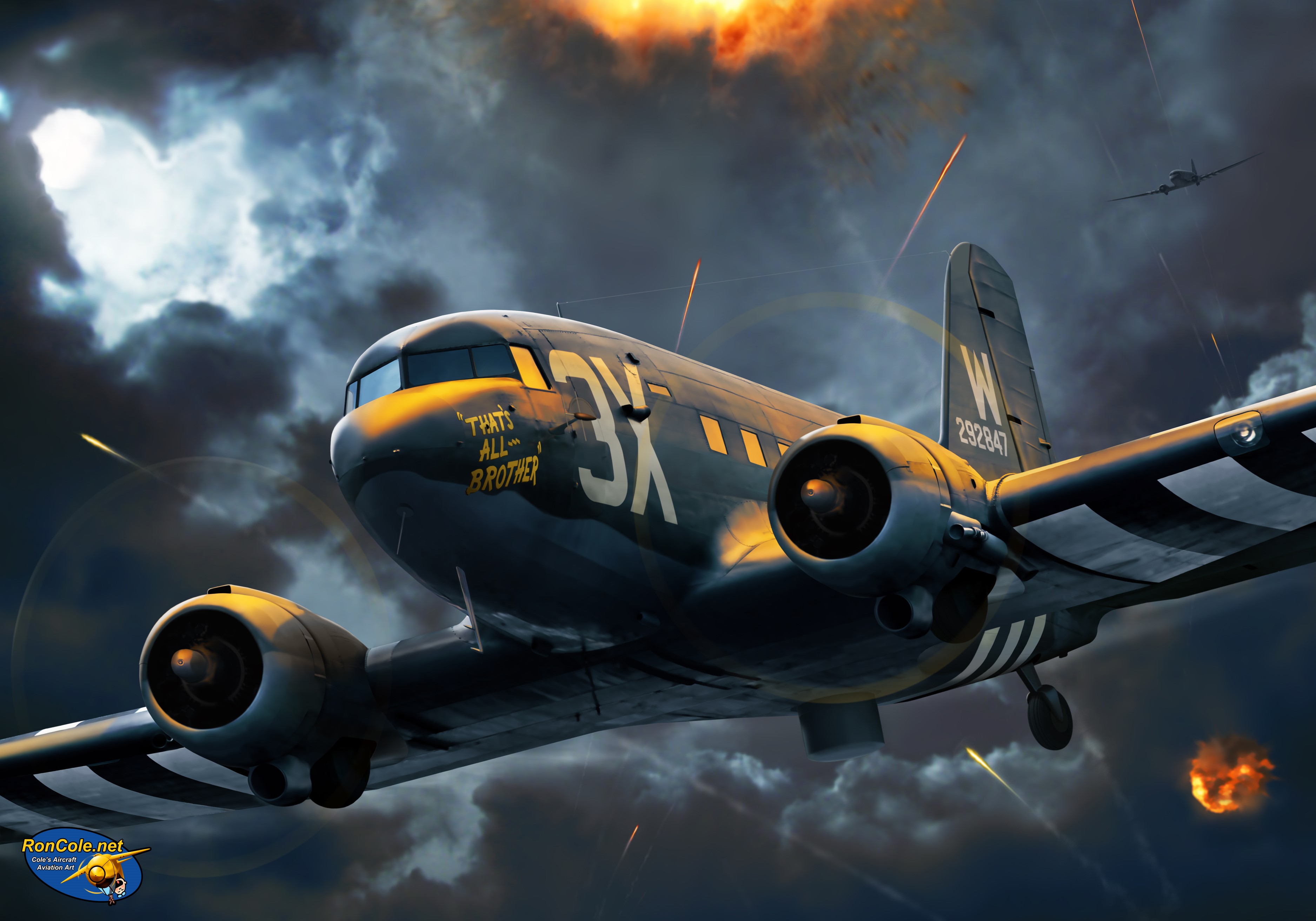 C-47 "That's All Brother" in combat HD Wallpaper
