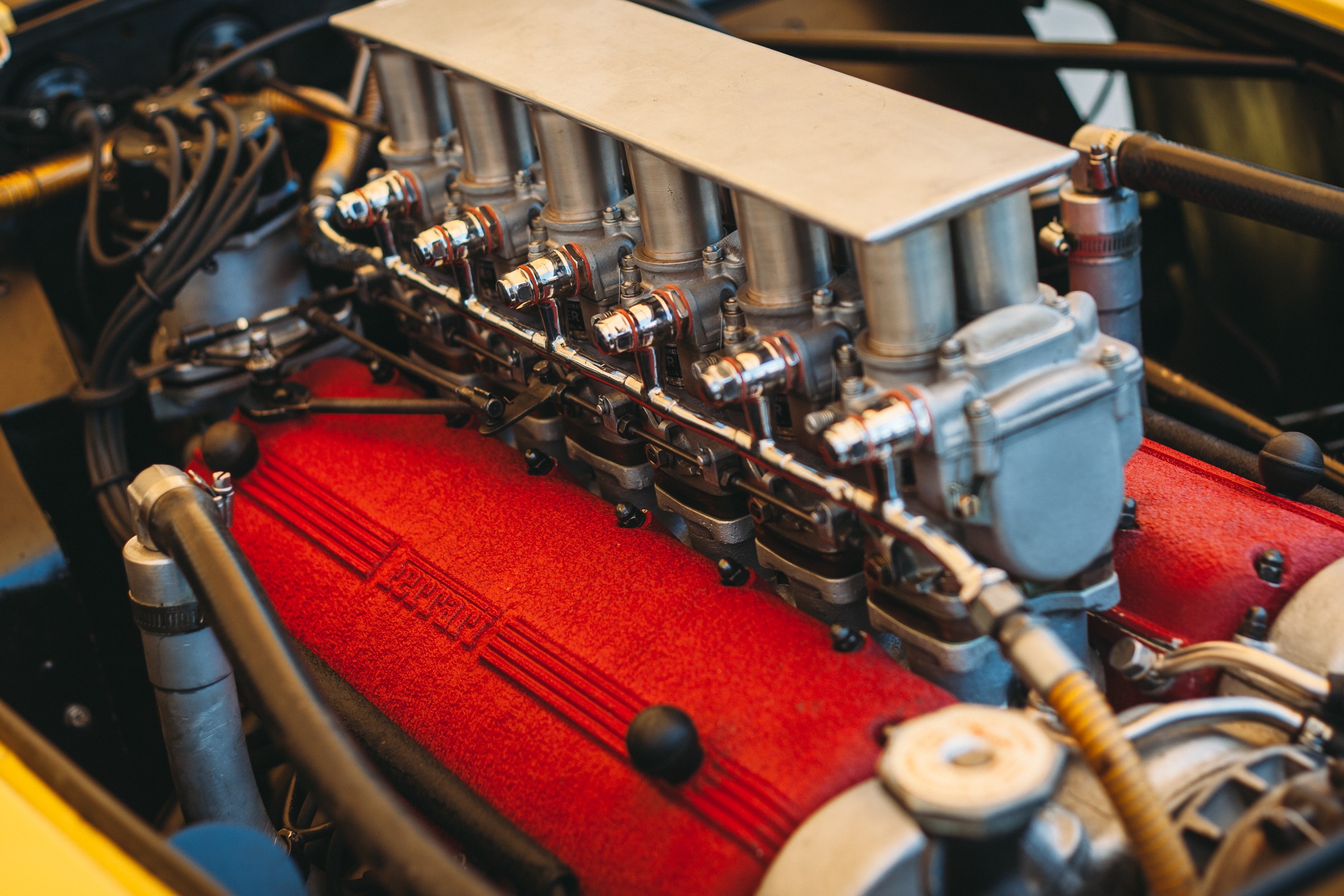 Ferrari engine with carburetors HD Wallpaper